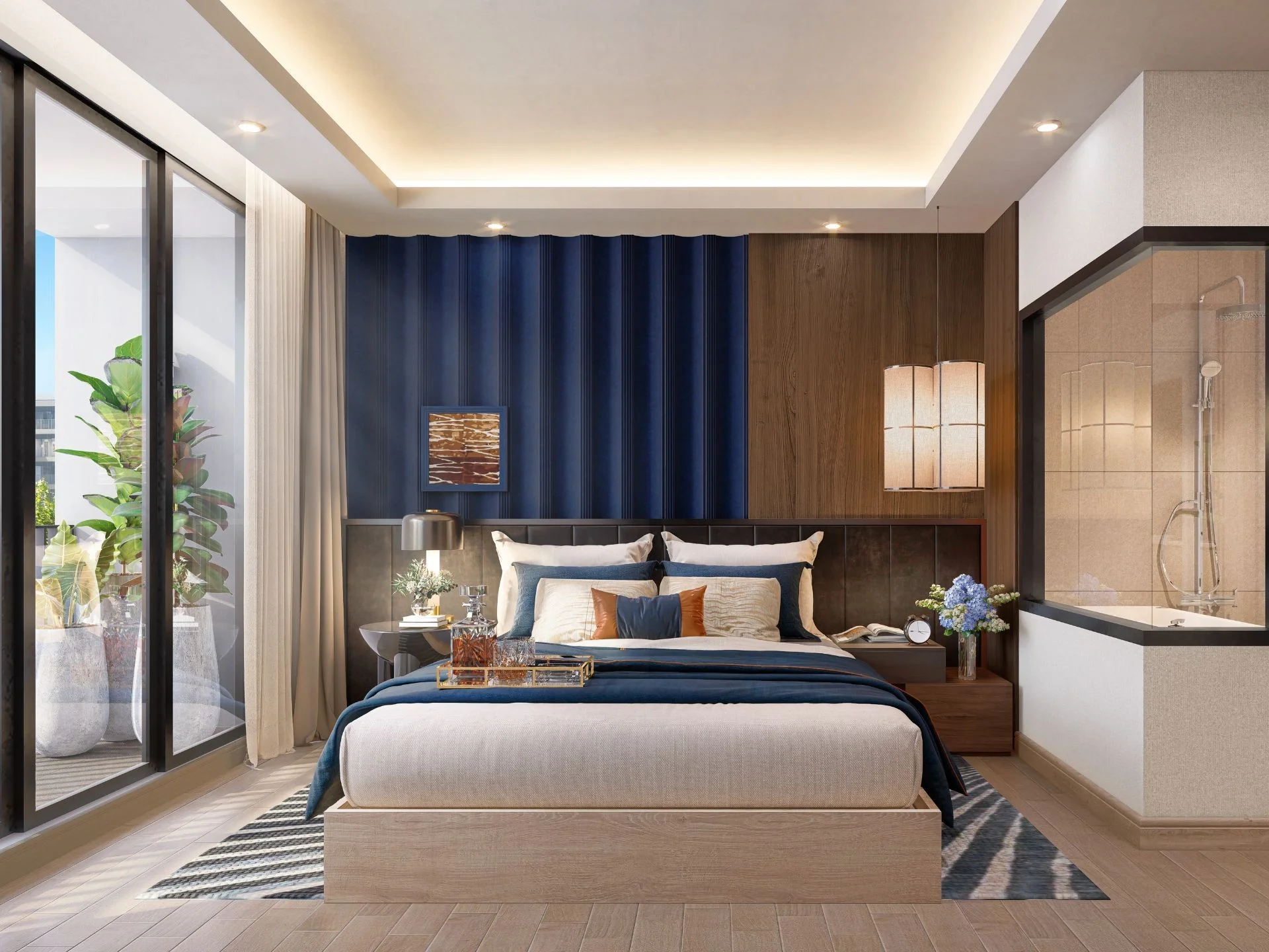 Master bedroom interior in 2-bedroom apartment at SO Origin Kata, Phuke