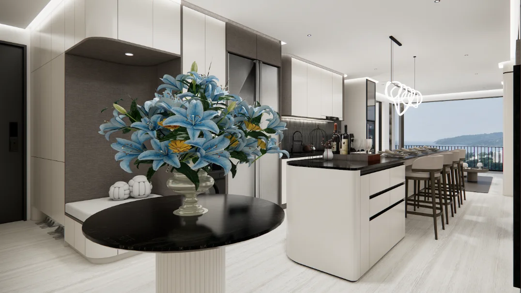 Кухня и столовая в 4-комнатной квартире Ever Prime Residences, Каро