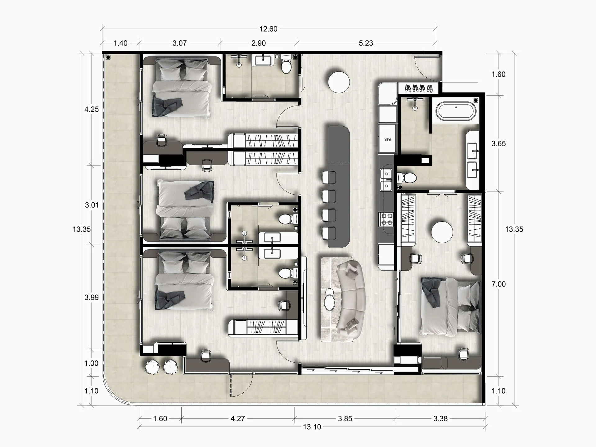 4 bedroom 176 sqm unit plan