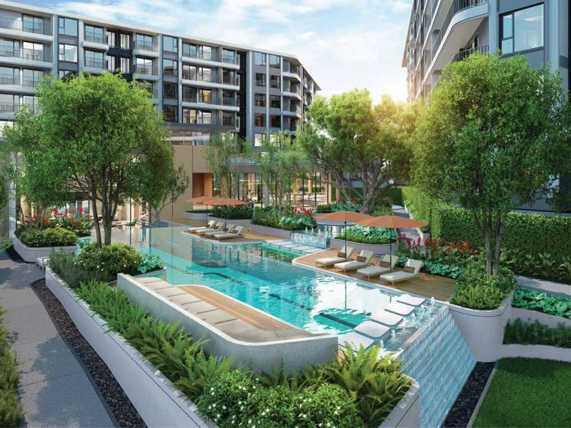 Бассейн и благоустроенный двор в SO Origin Lagoon, Таиланд