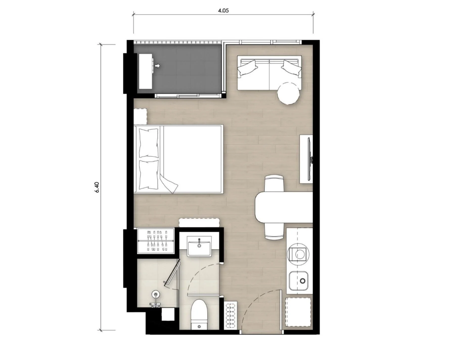 studio 26 sqm unit plan