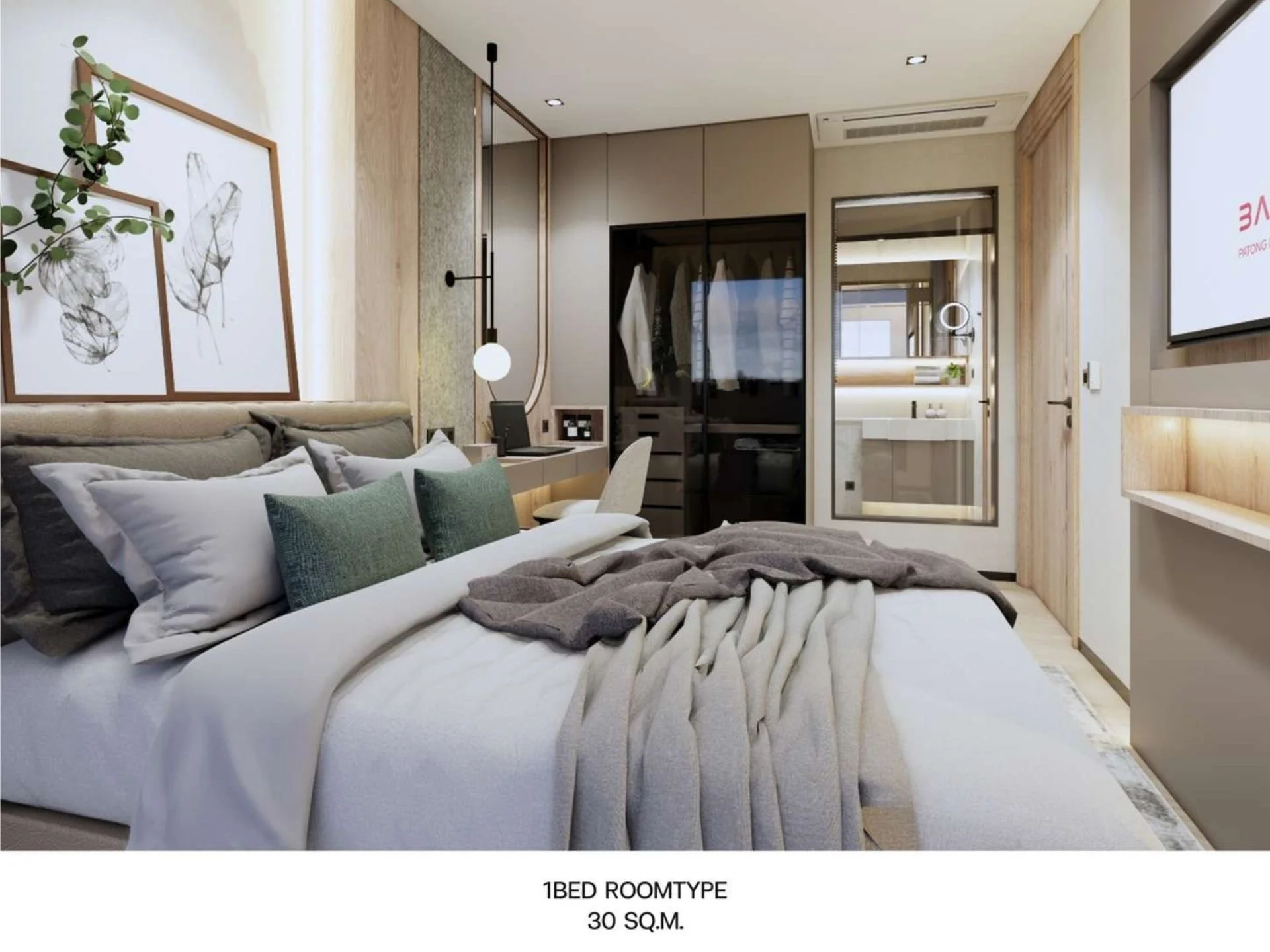Интерьер спальни в 1-комнатной квартире The Balance Patong, Патонг