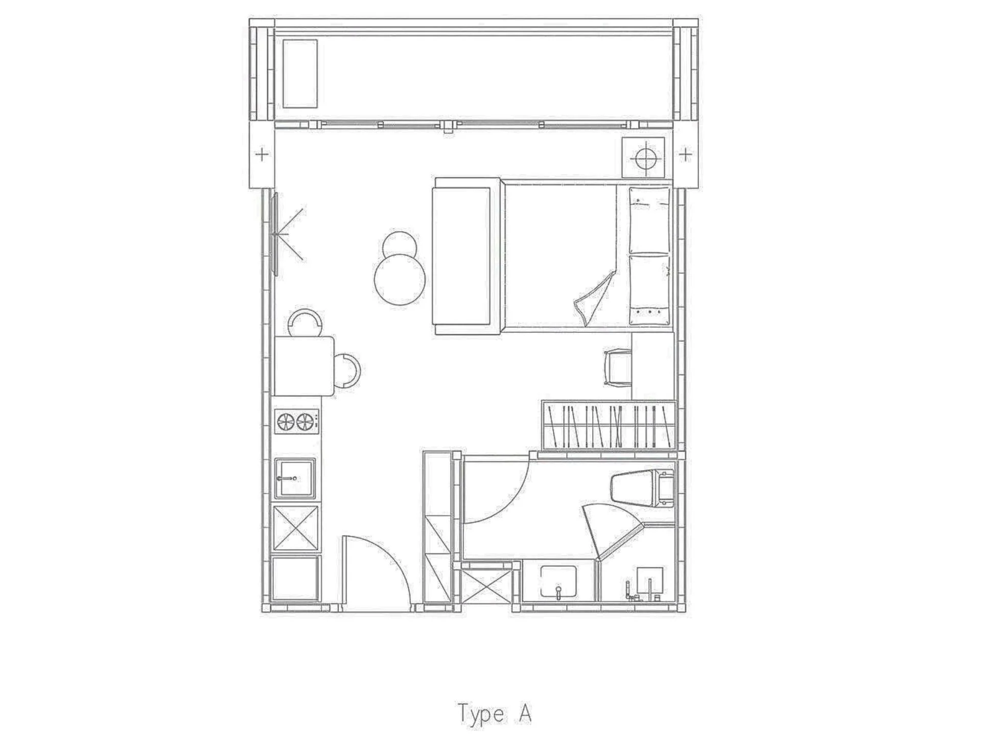 studio 34 sqm unit plan