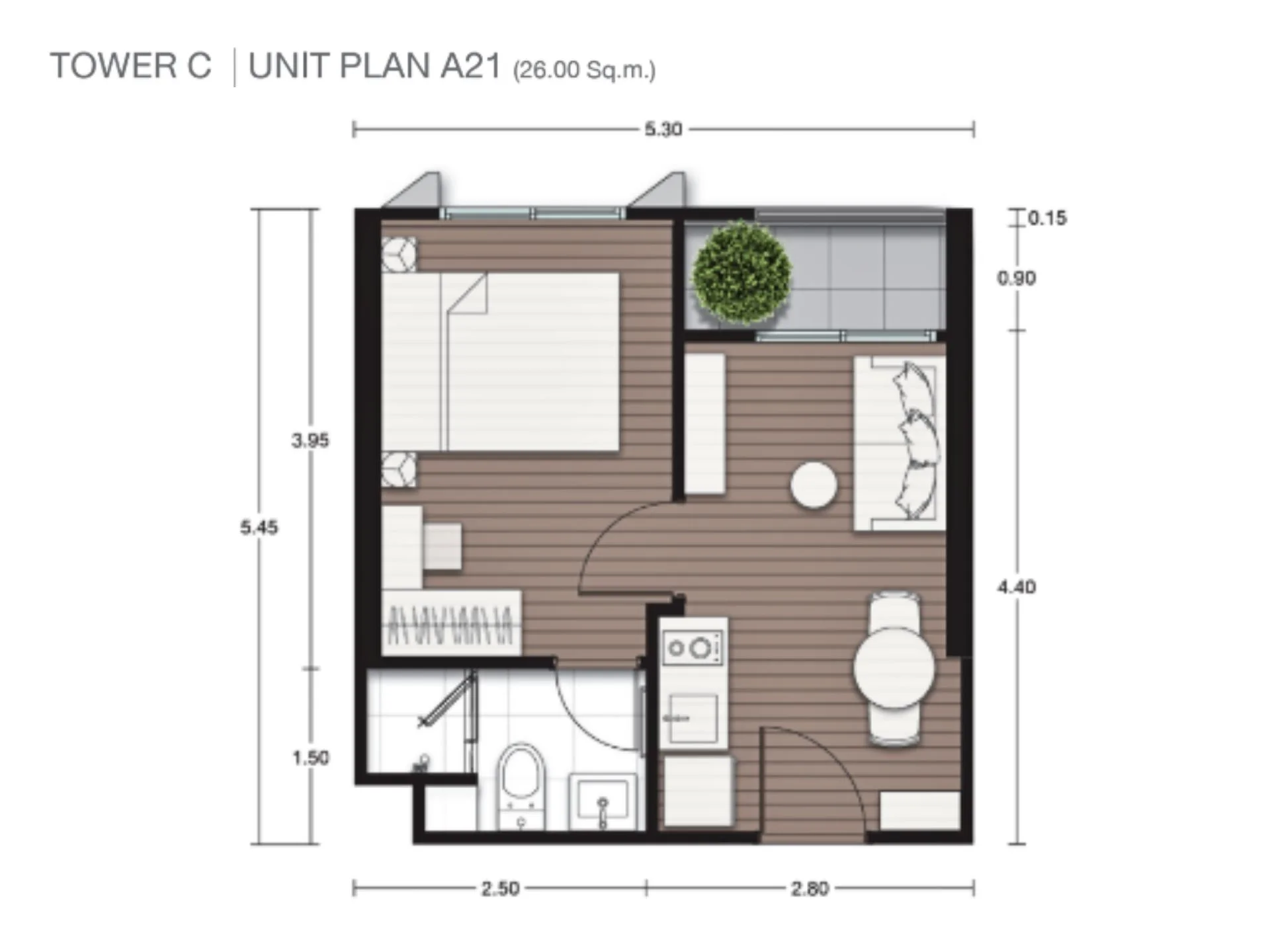Unit Plan 1 bed 26 sqm