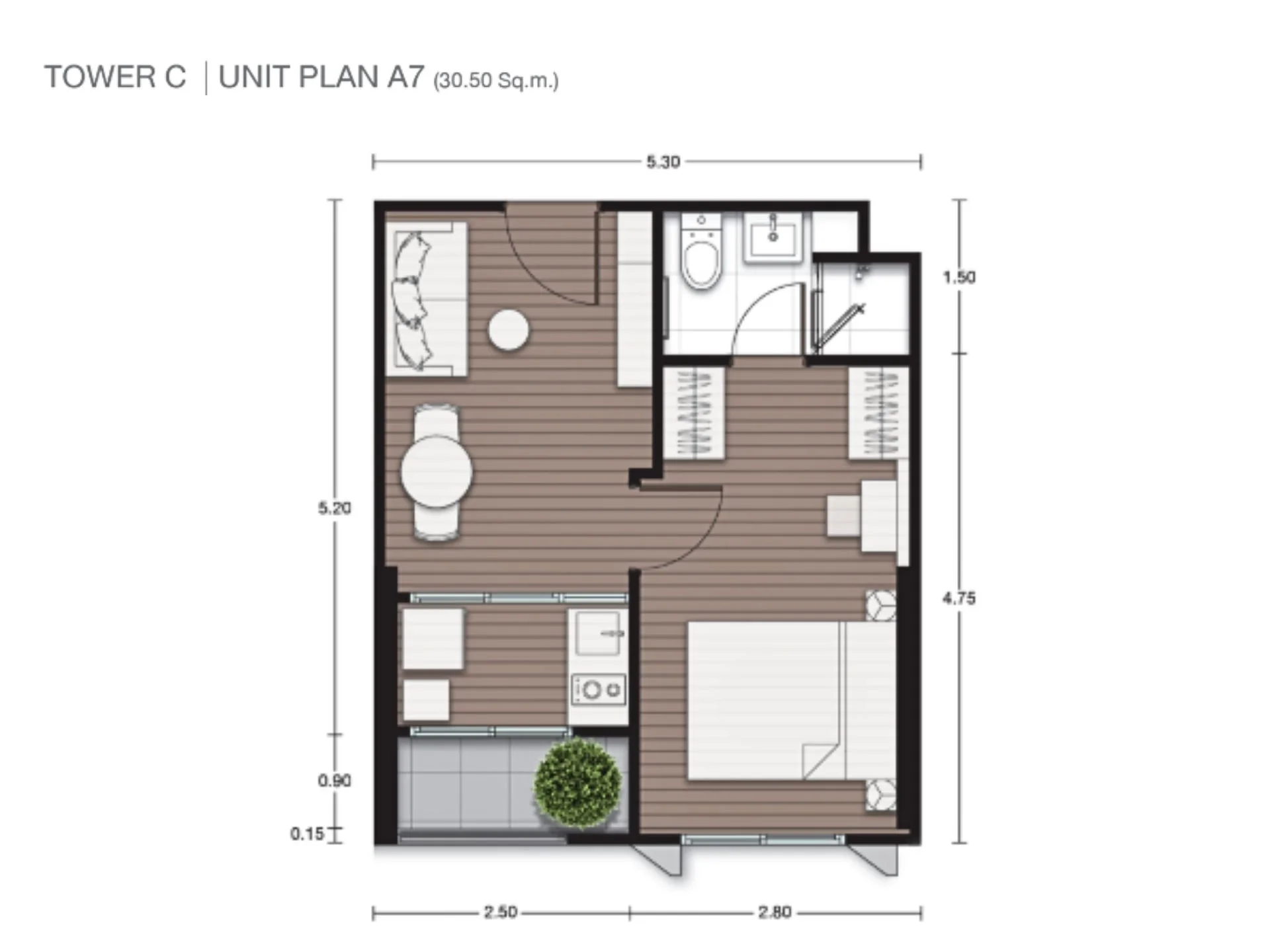 Unit Plan 1 bed 30sqm