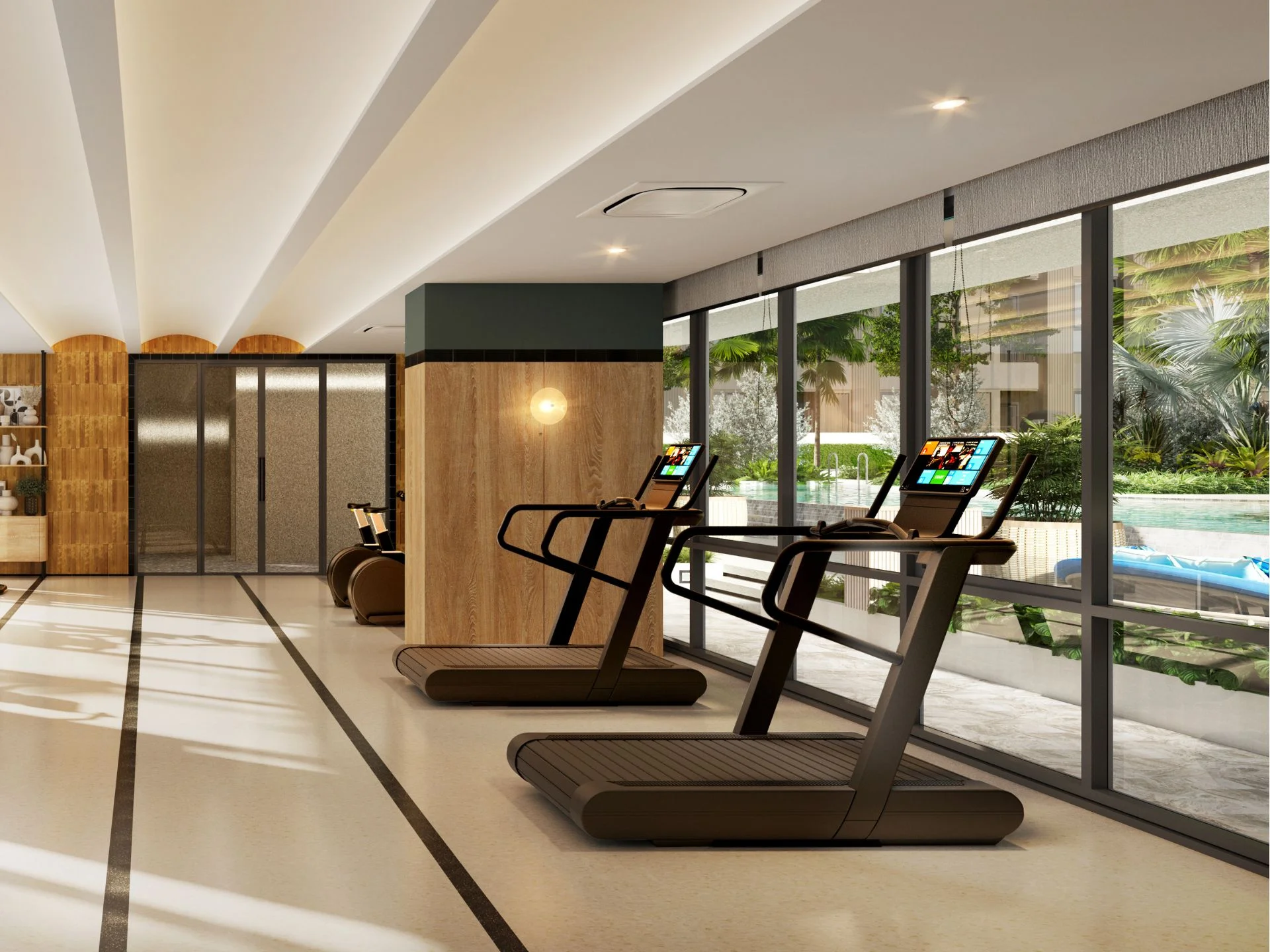 Фитнес-центр с беговыми дорожками в комплексе Nue Coast, Khu Kho