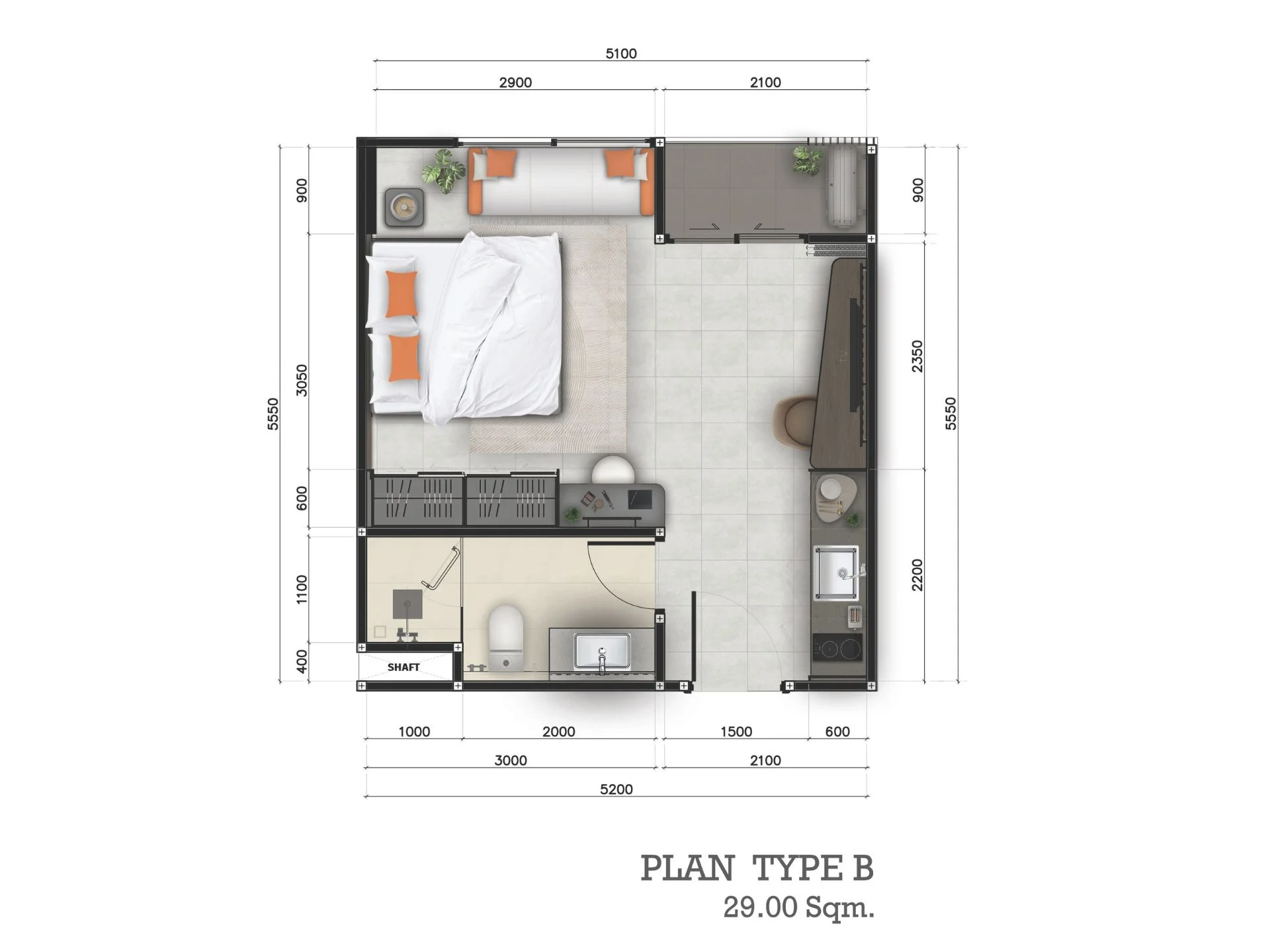 Unit Plan Studio 29sqm