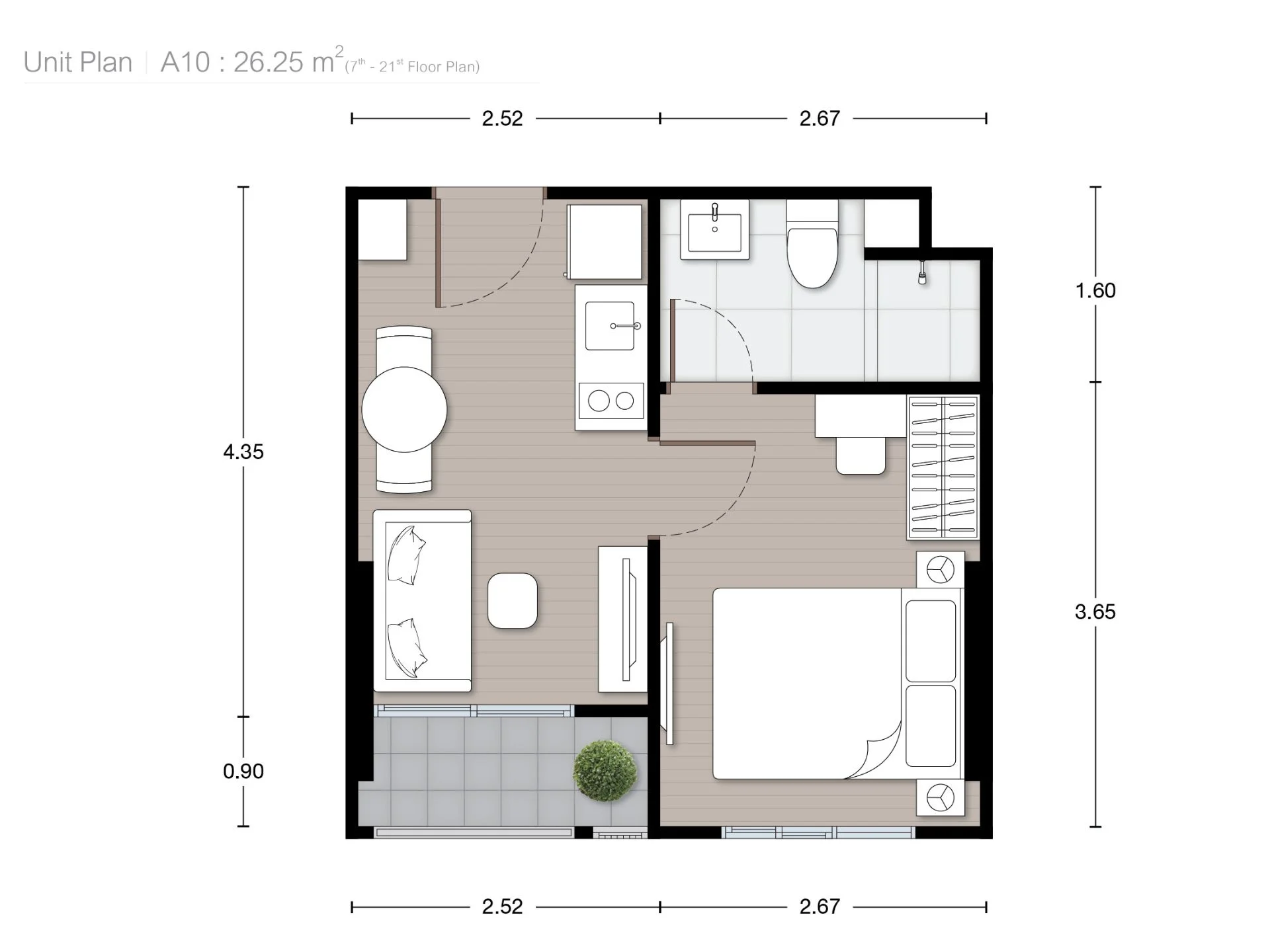 Unit plan 1bed 26sqm Nue Mega Plus Bangna