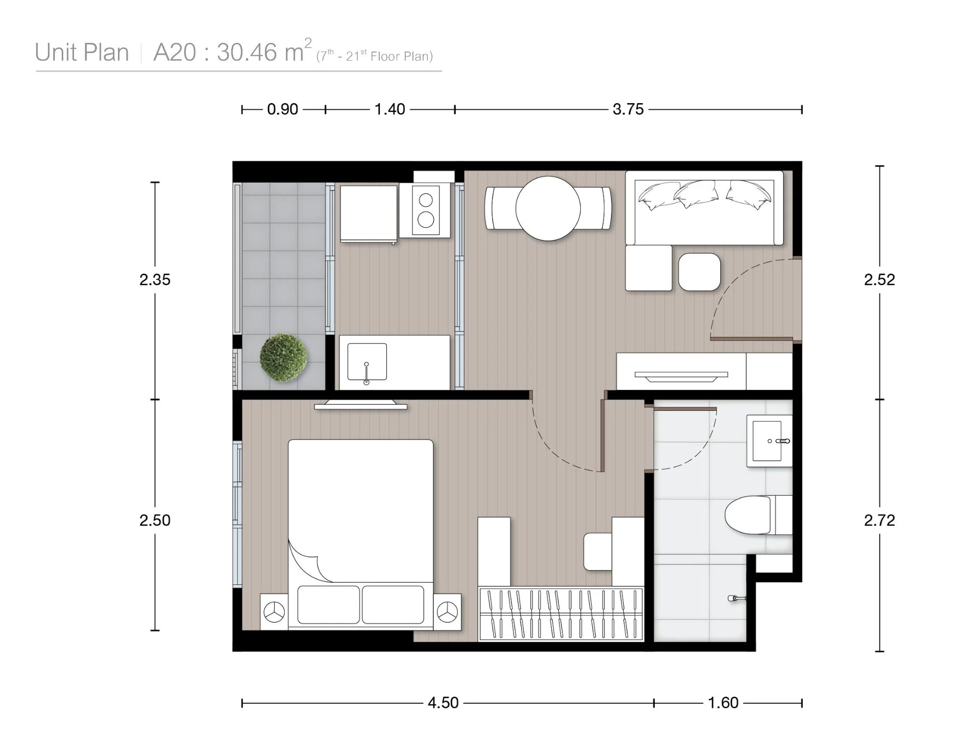 Unit Plan 1bed 31sqm master plan 1 Nue Mega Plus Bangna 