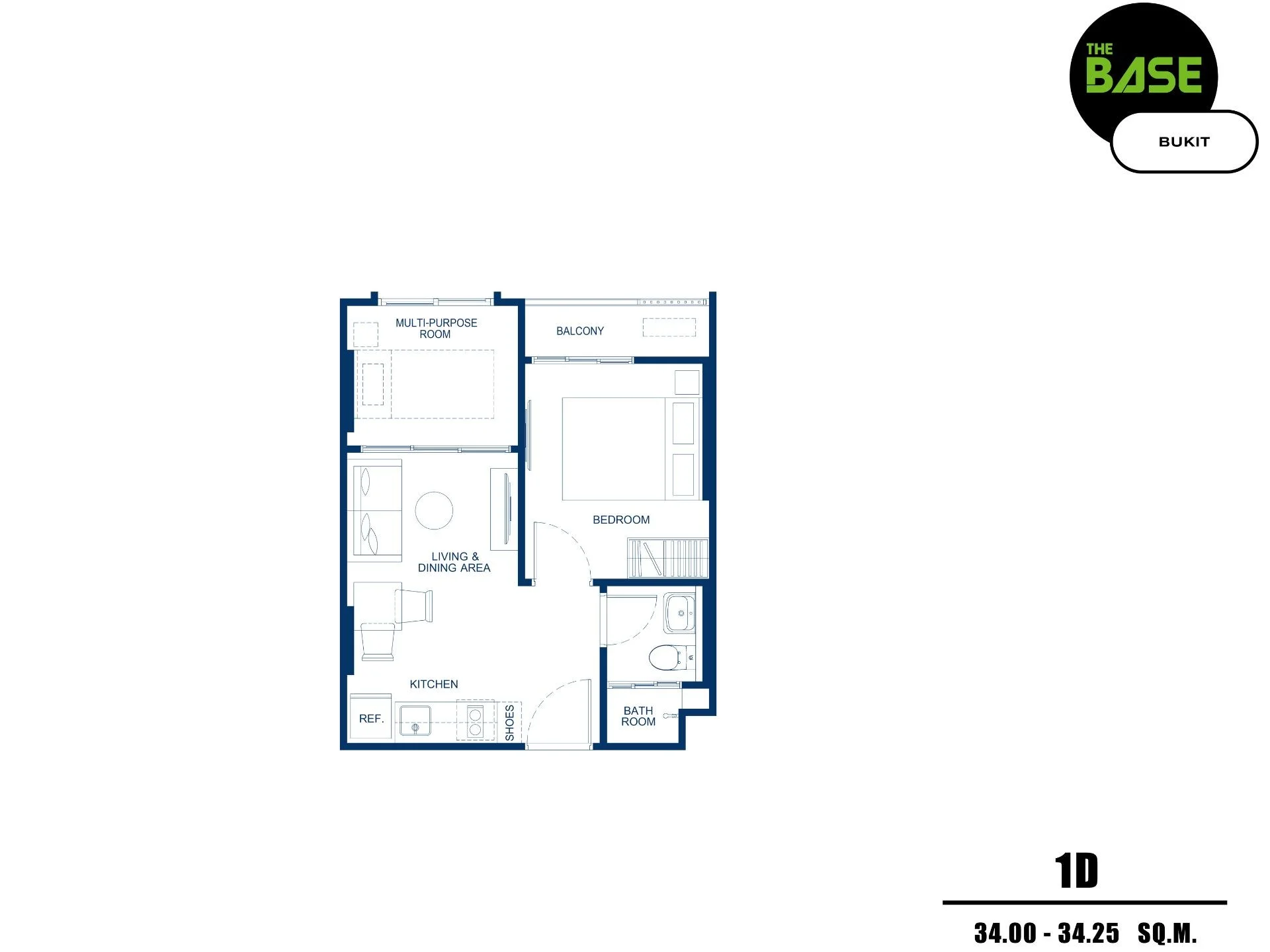 2 bed 34 sqm unit plan