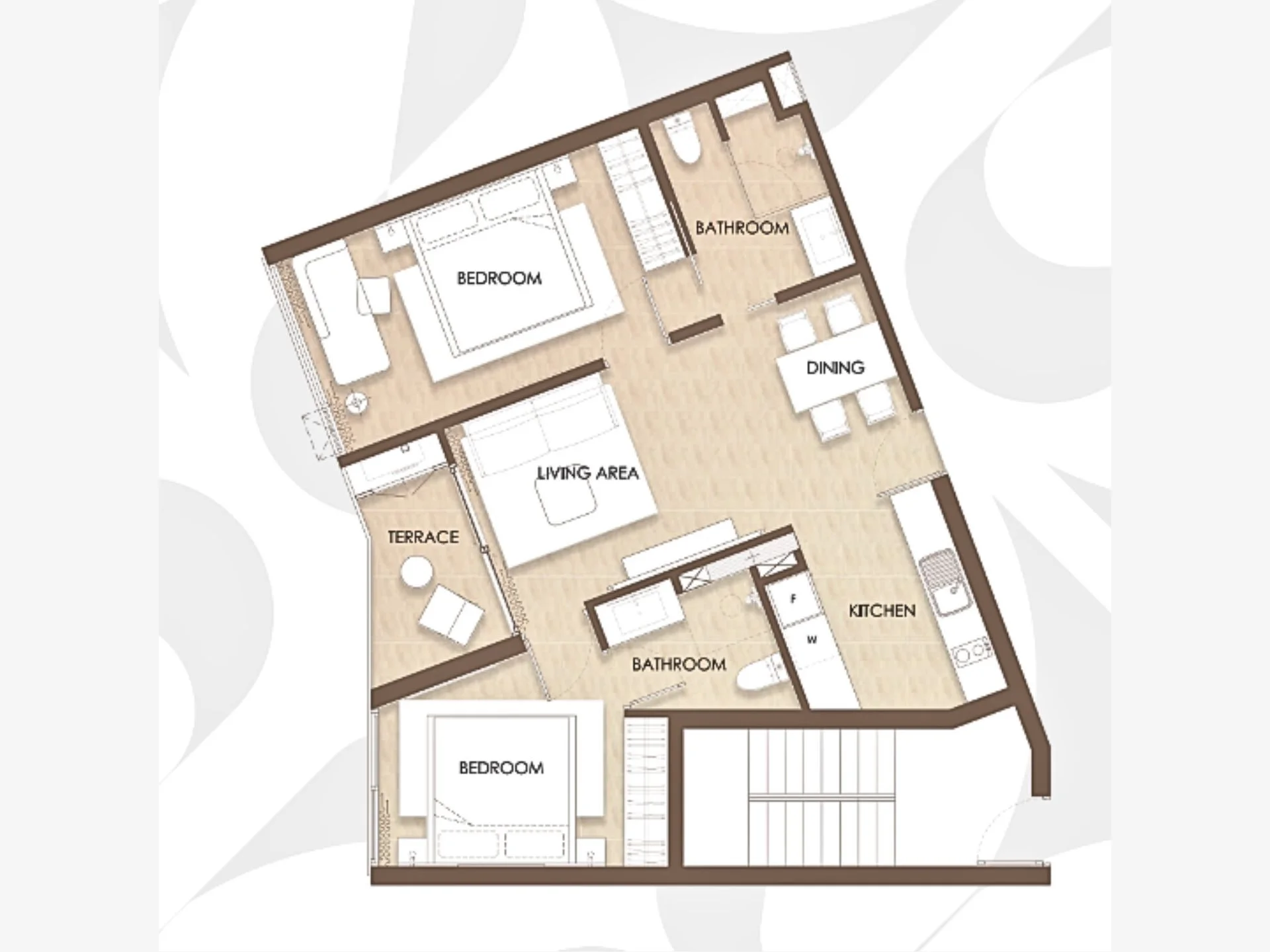 2 bed 71.5 sqm unit plan