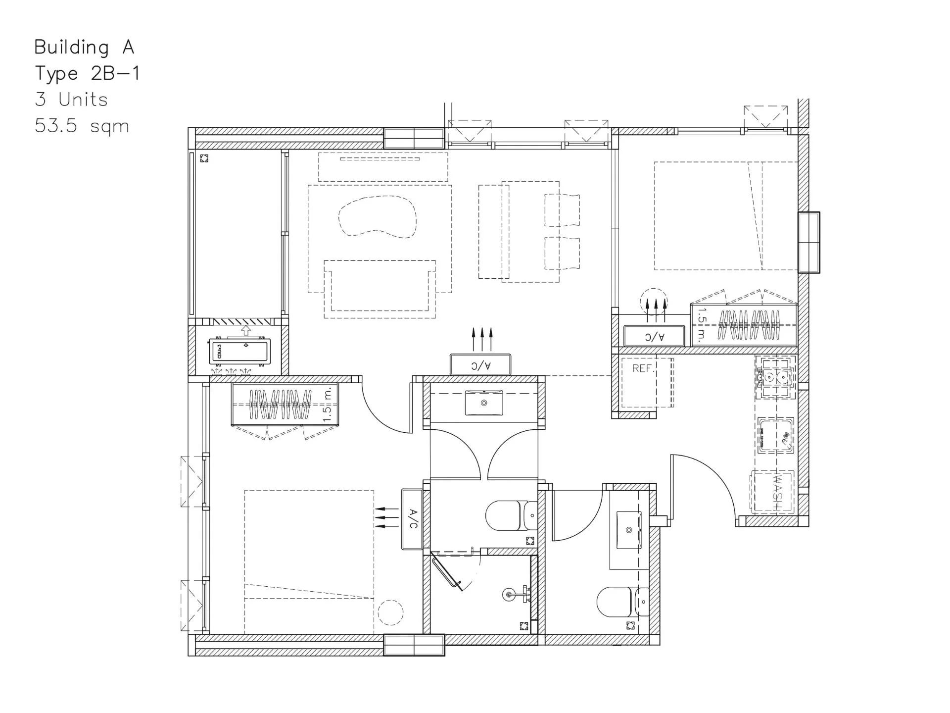 2 bedroom 53 sqm unit plan