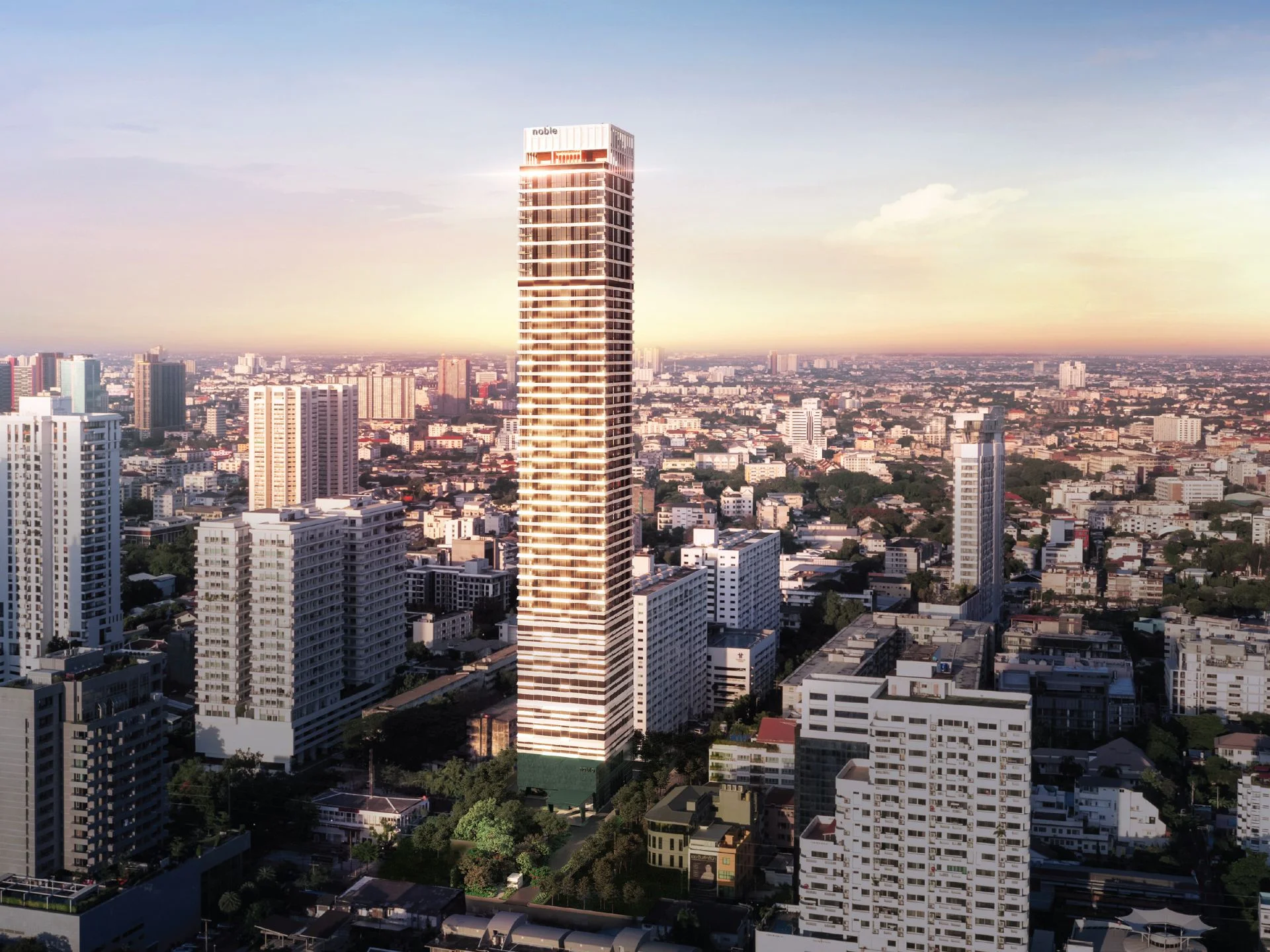 Arquitectura de la torre residencial Noble Form Thonglor, Bangkok