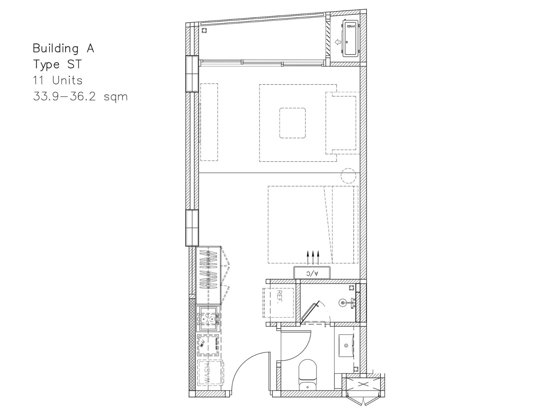 studio 35 sqm unit plan