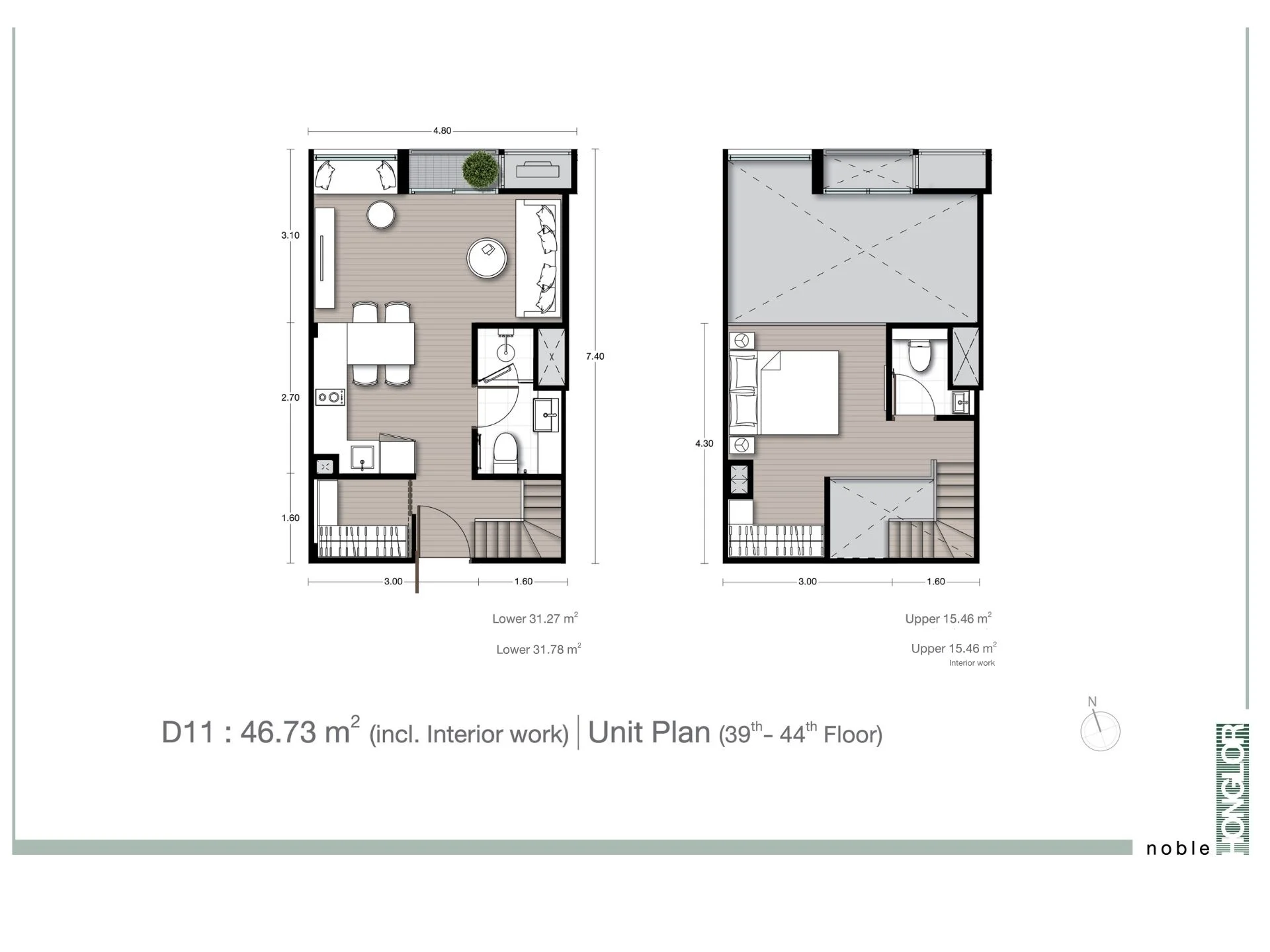 Unit Plan 1bed 47sqm Noble Form Thonglor 