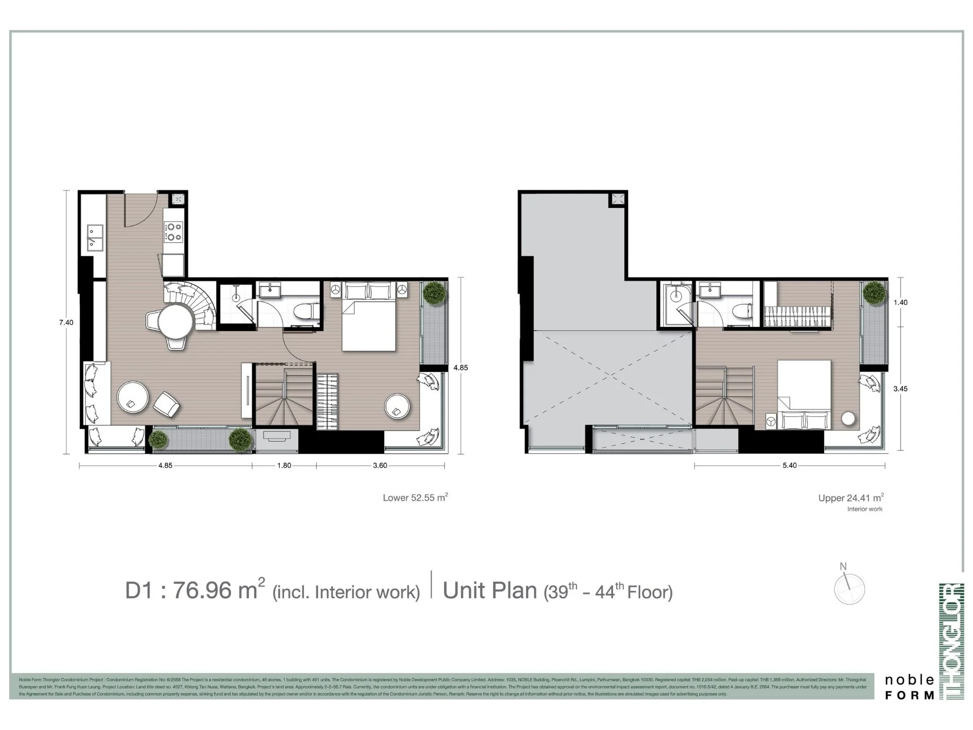 unit plan 1bed 77 sqm Noble Form Thonglor  