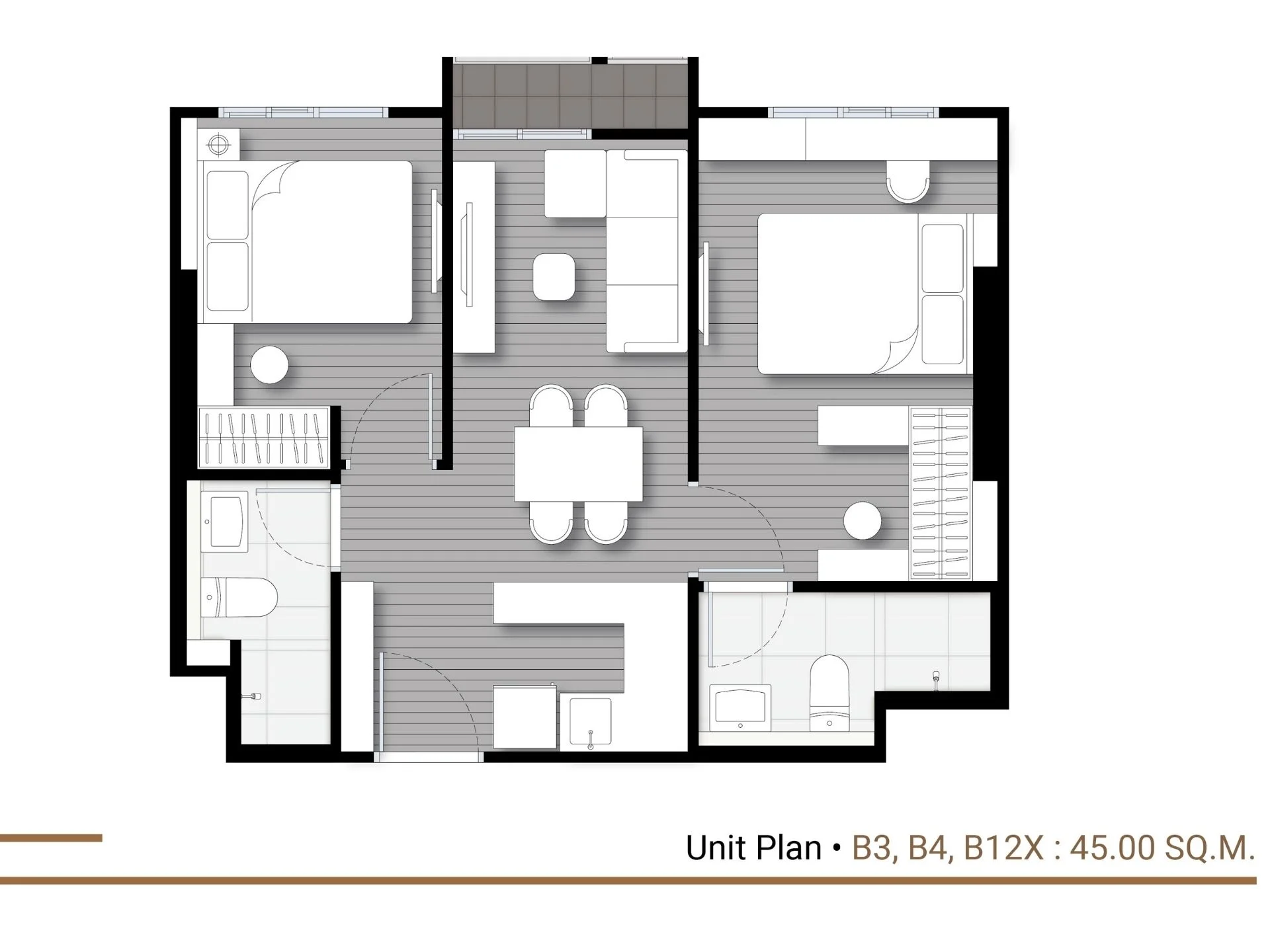 Unit Plan 2 bed 45sqm Nue Evo Ari  