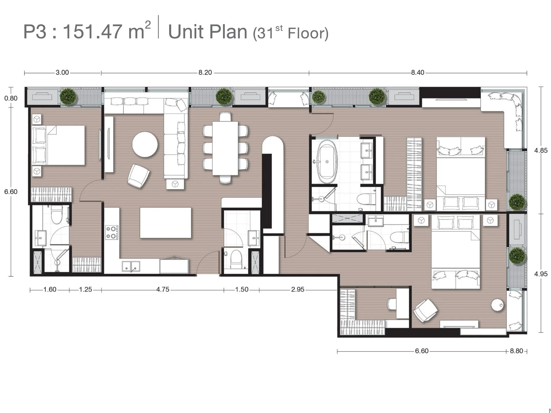 unit plan 3bed 151sqm Noble Form Thonglor