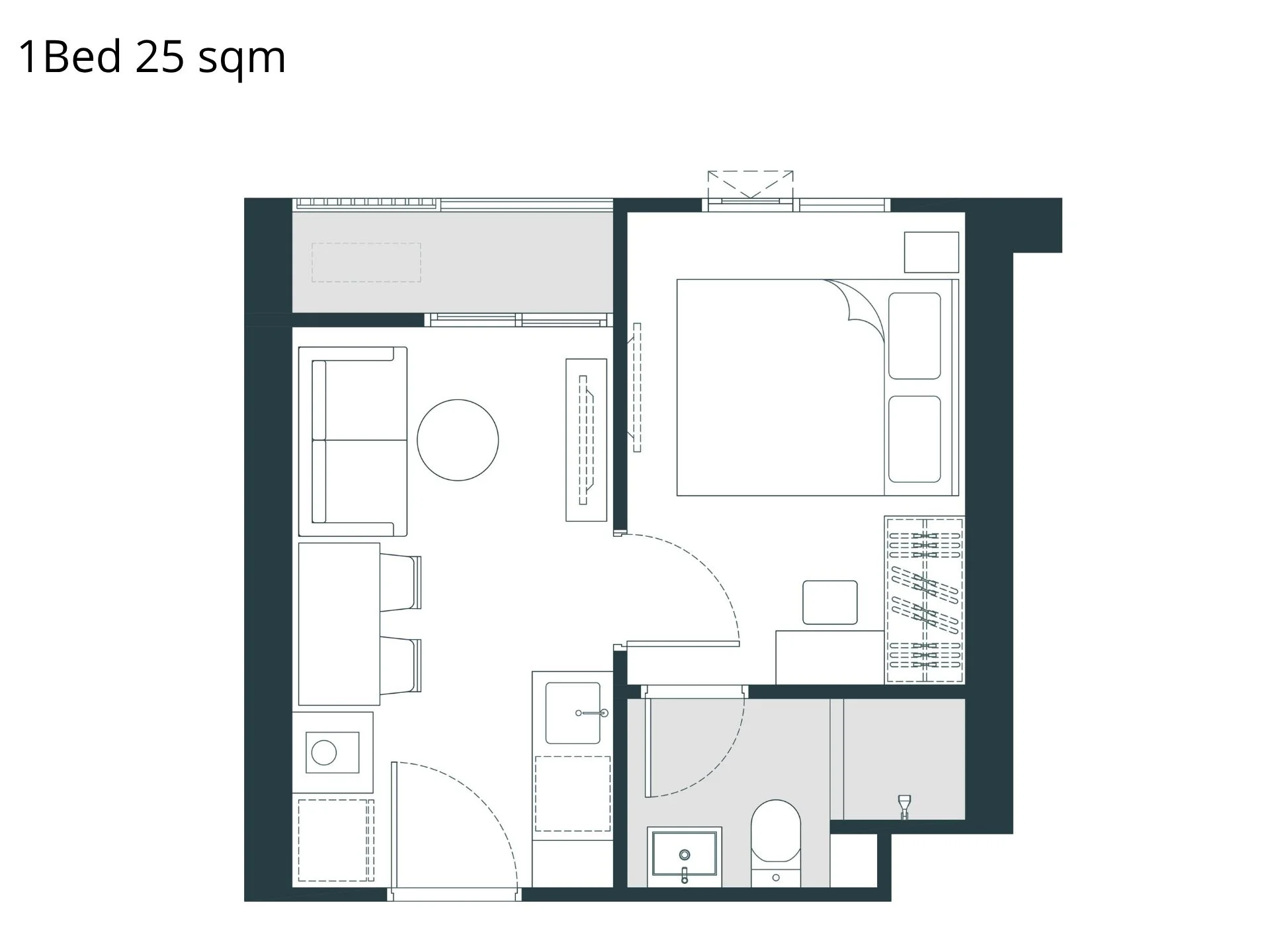 Unit plan 1bed 25 sqm Nue Riverest  