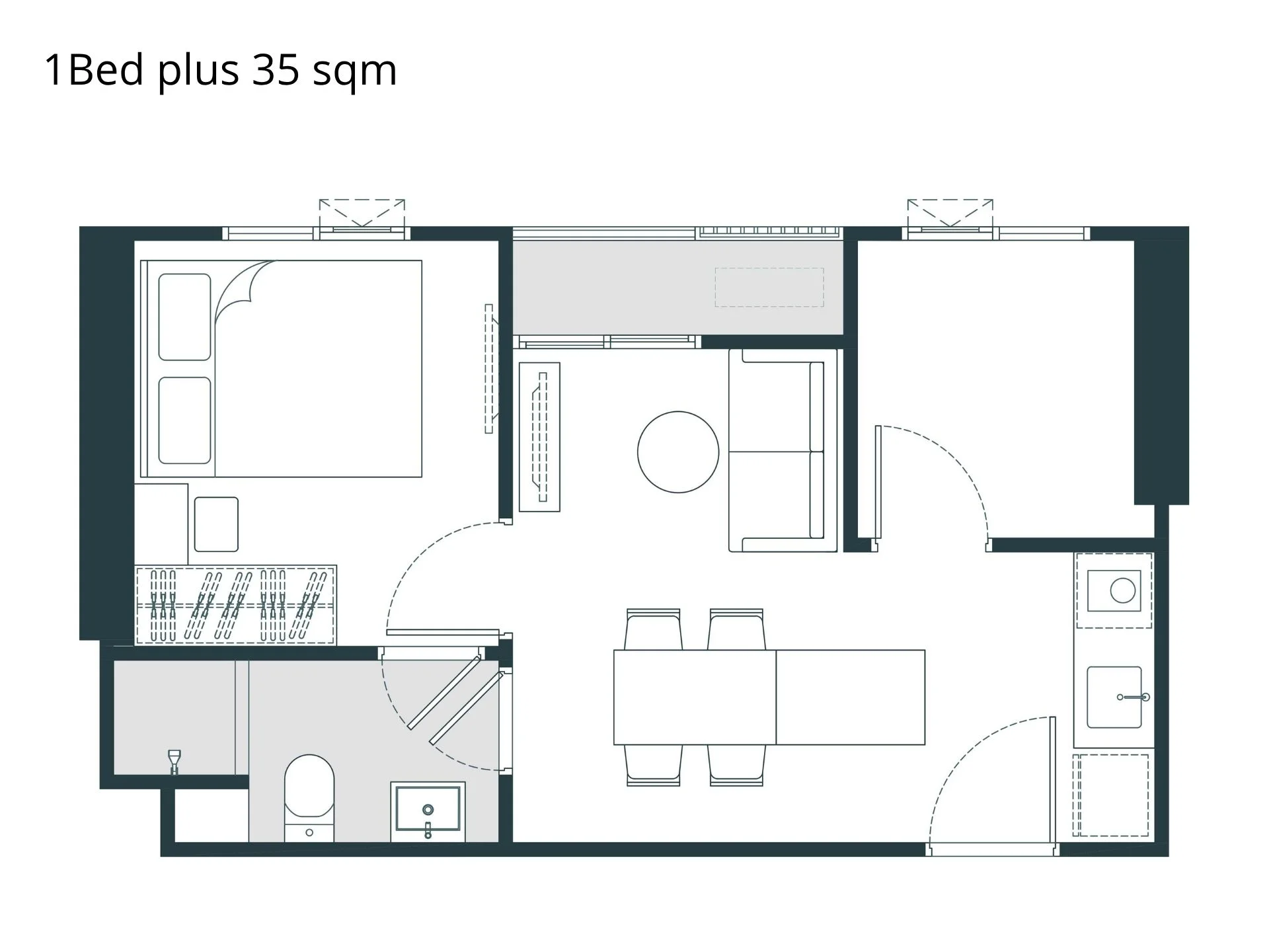 unit plan 1 bed plus 35sqm  Nue Riverest