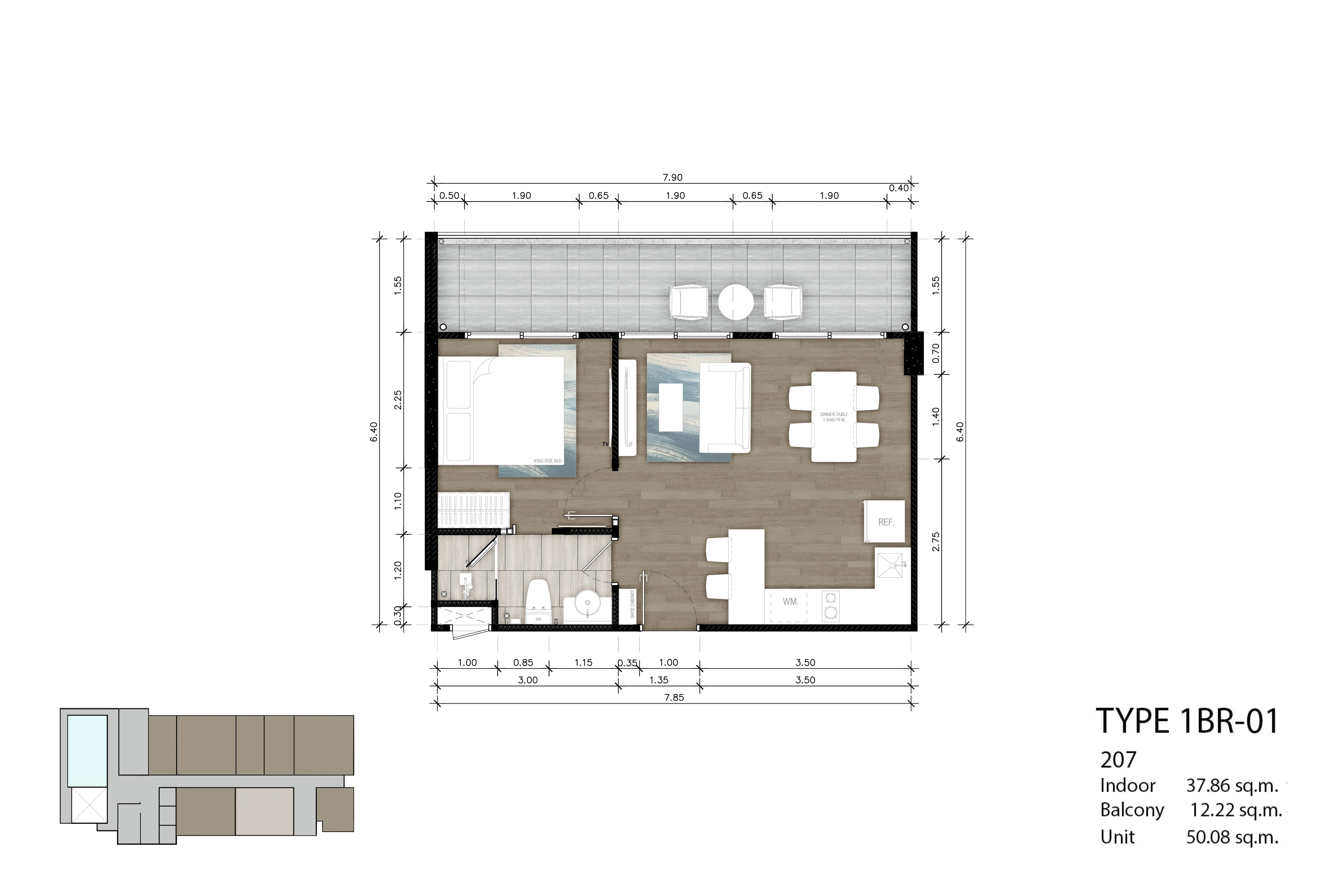 Unit Plan  1 bedroom 50 sqm