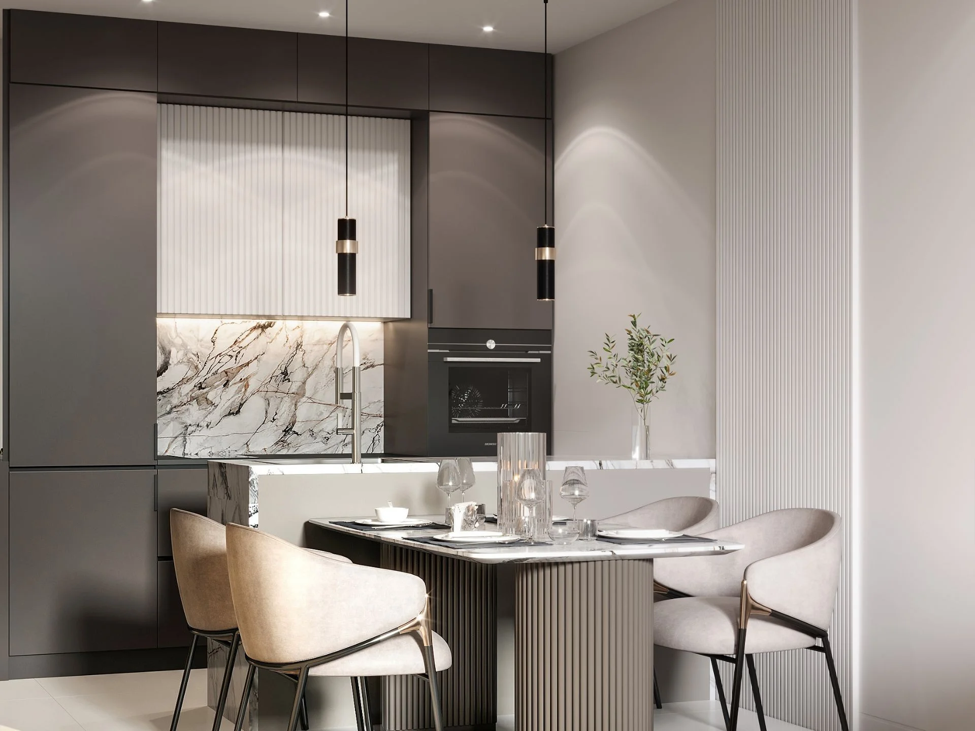 Кухня и столовая в 1-комнатной квартире Sun Hills Lakeside, Таиланд