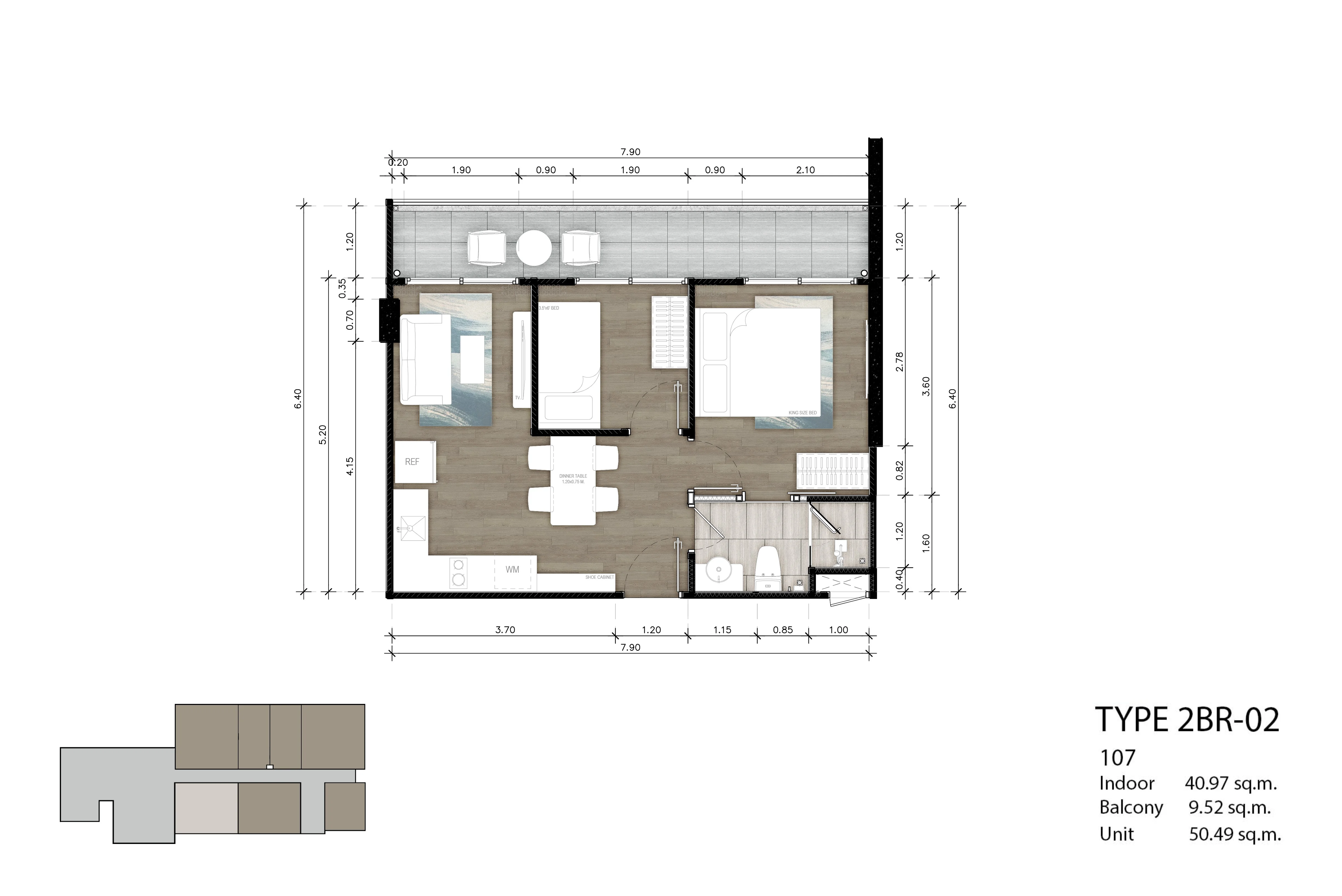 Unit Plan 2 bedroom 50.5 sqm