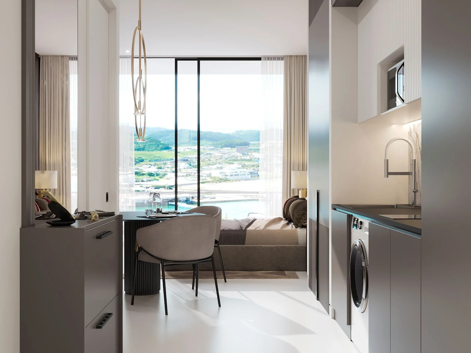 Студия с рабочей зоной и панорамным видом на долину в Sun Hills Lakeside, Laya