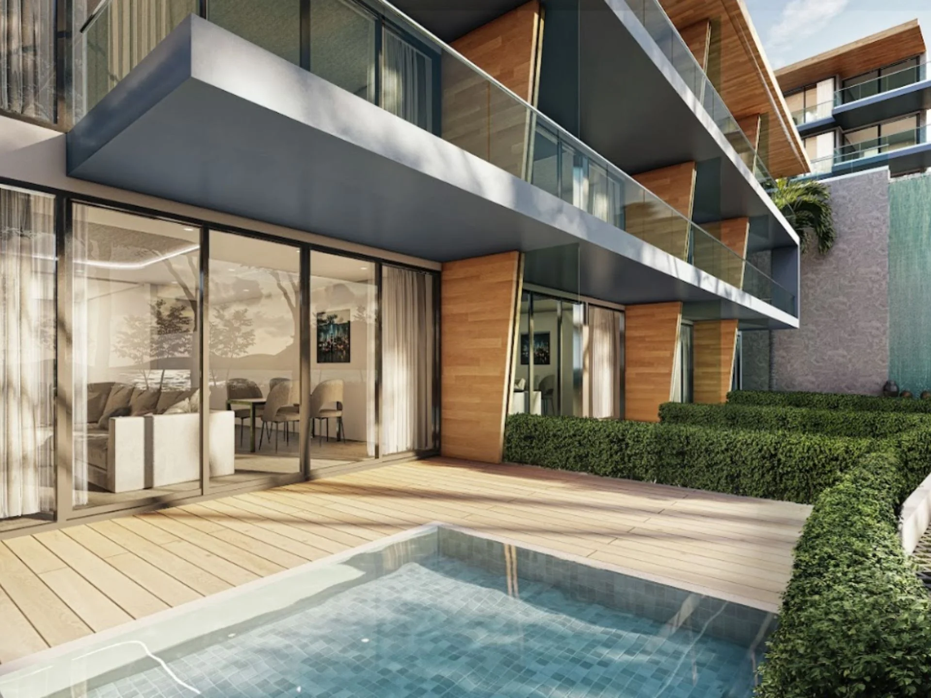 Приватный бассейн и терраса апартаментов The Coral Beach Oceanview, Таиланд