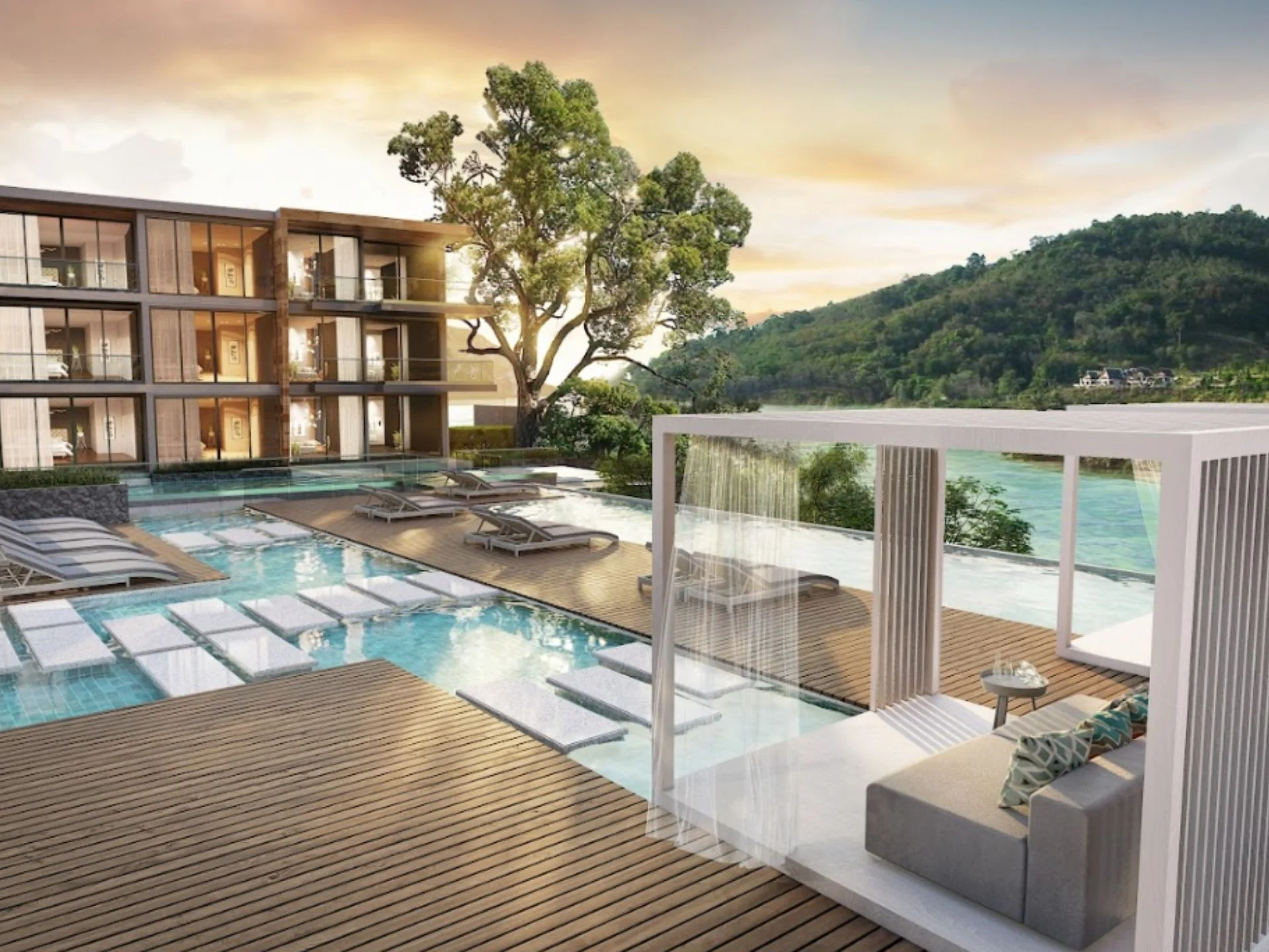 Бассейн и зона отдыха в курортном отеле The Coral Beach Oceanview, Таиланд