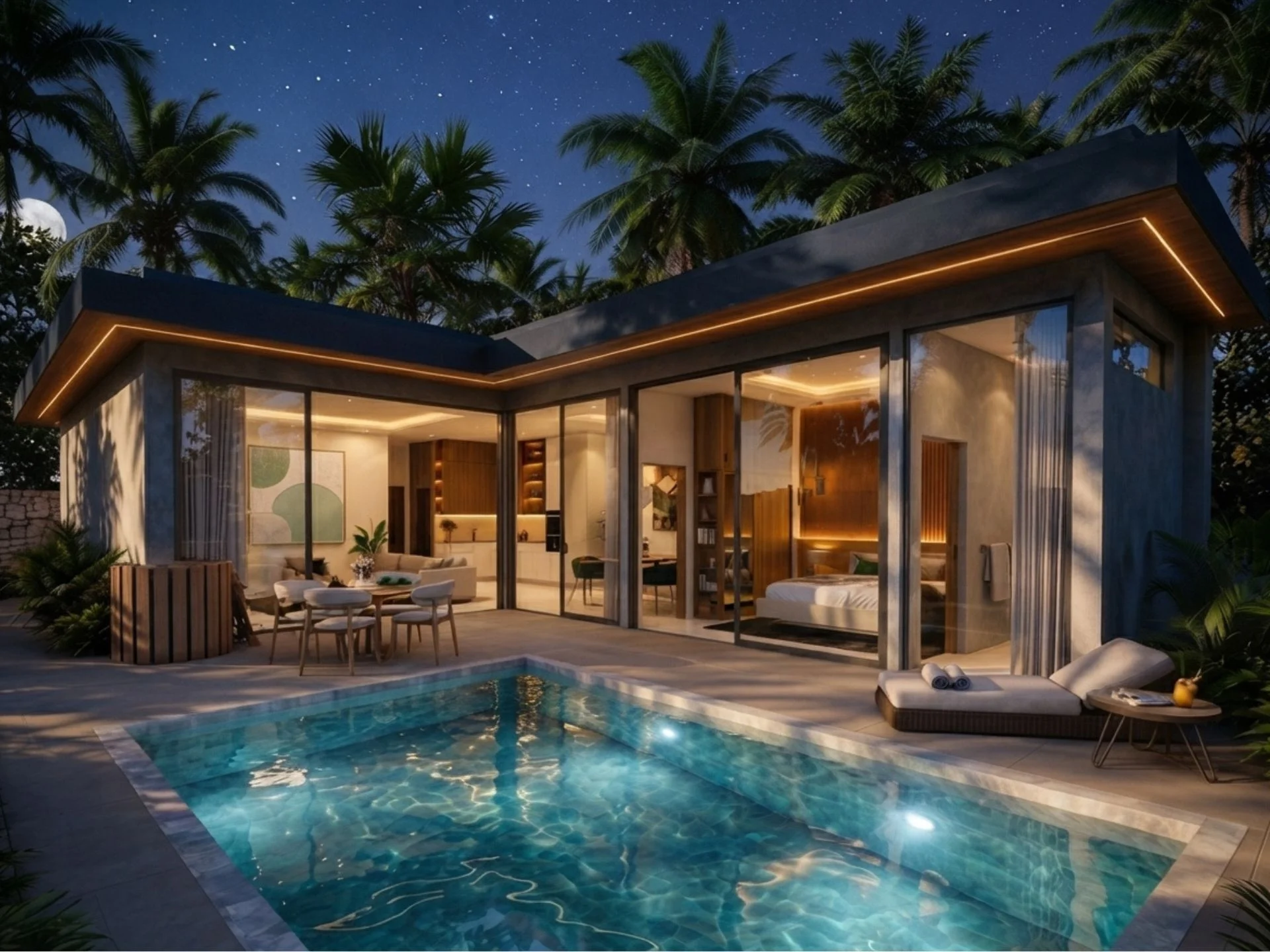Piscine privée et terrasse à la villa Longevity Resort, Thaïlande