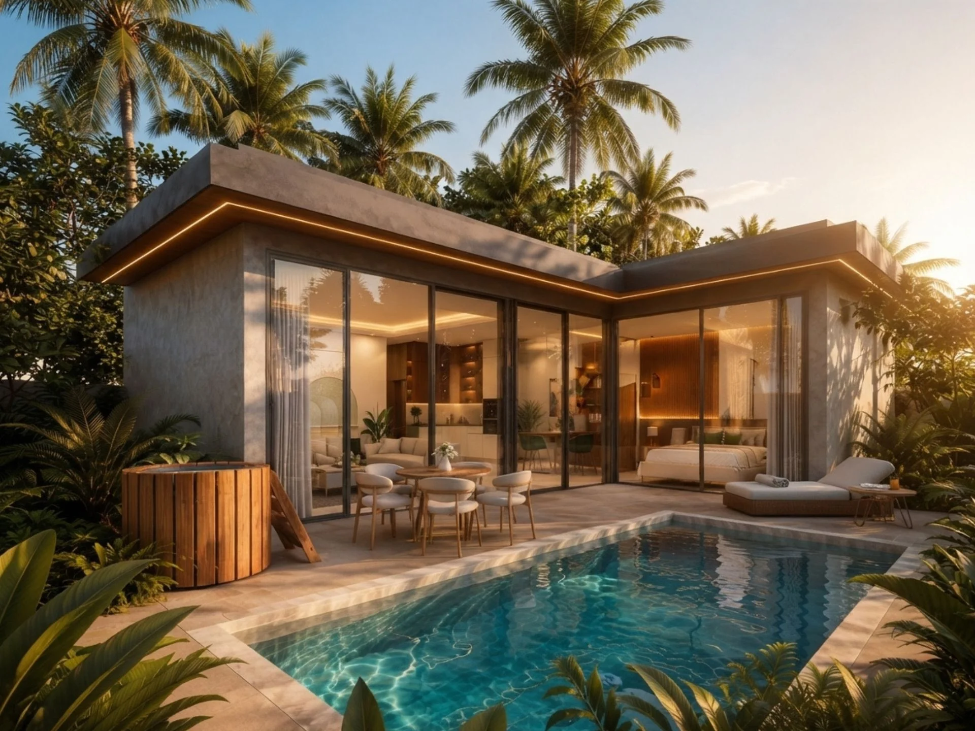 Современная вилла с приватным бассейном и тропическим садом в Longevity Resort, Plai Laem