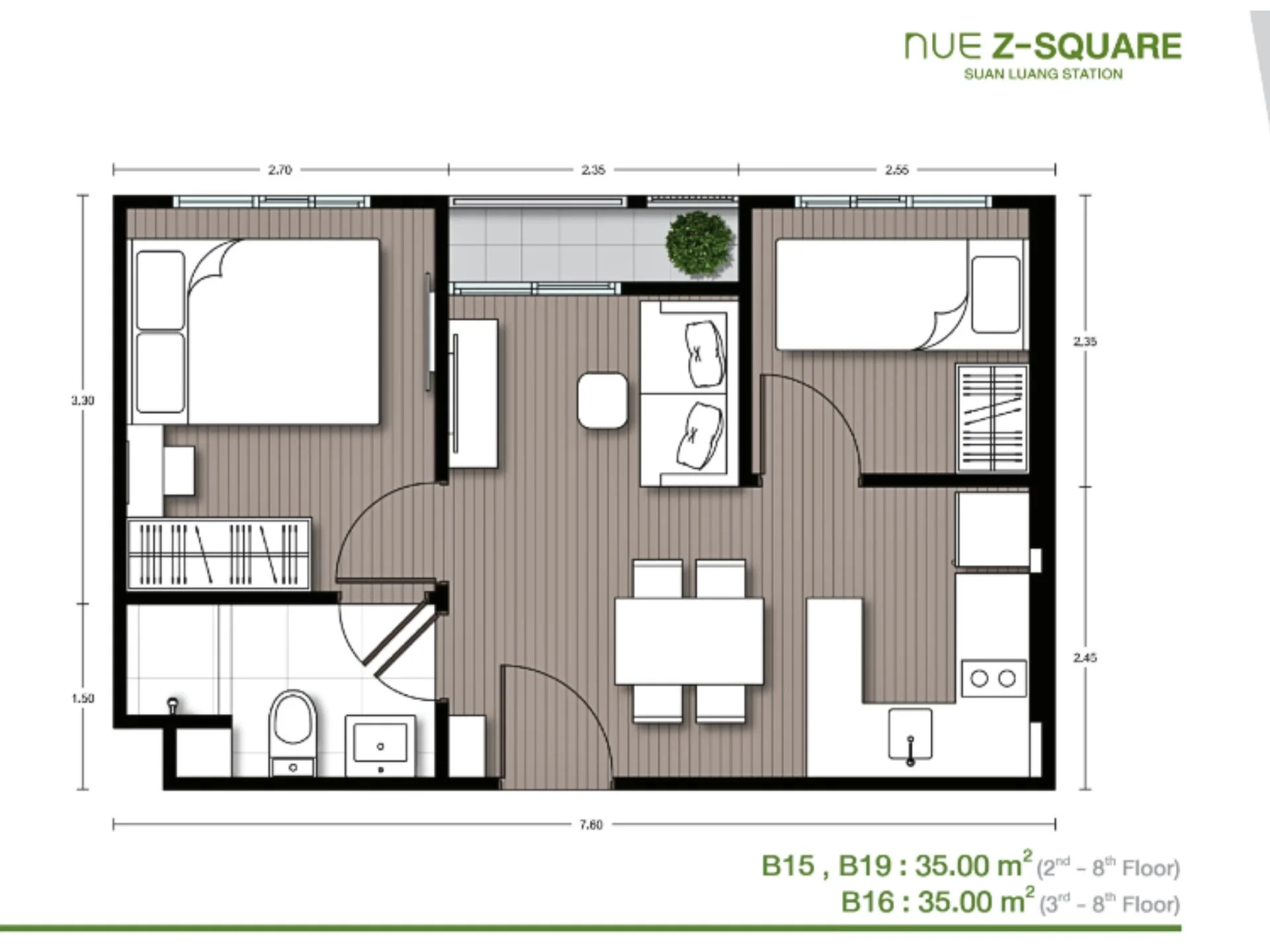 Unit plan 1 bedroom plus Nue Z Square