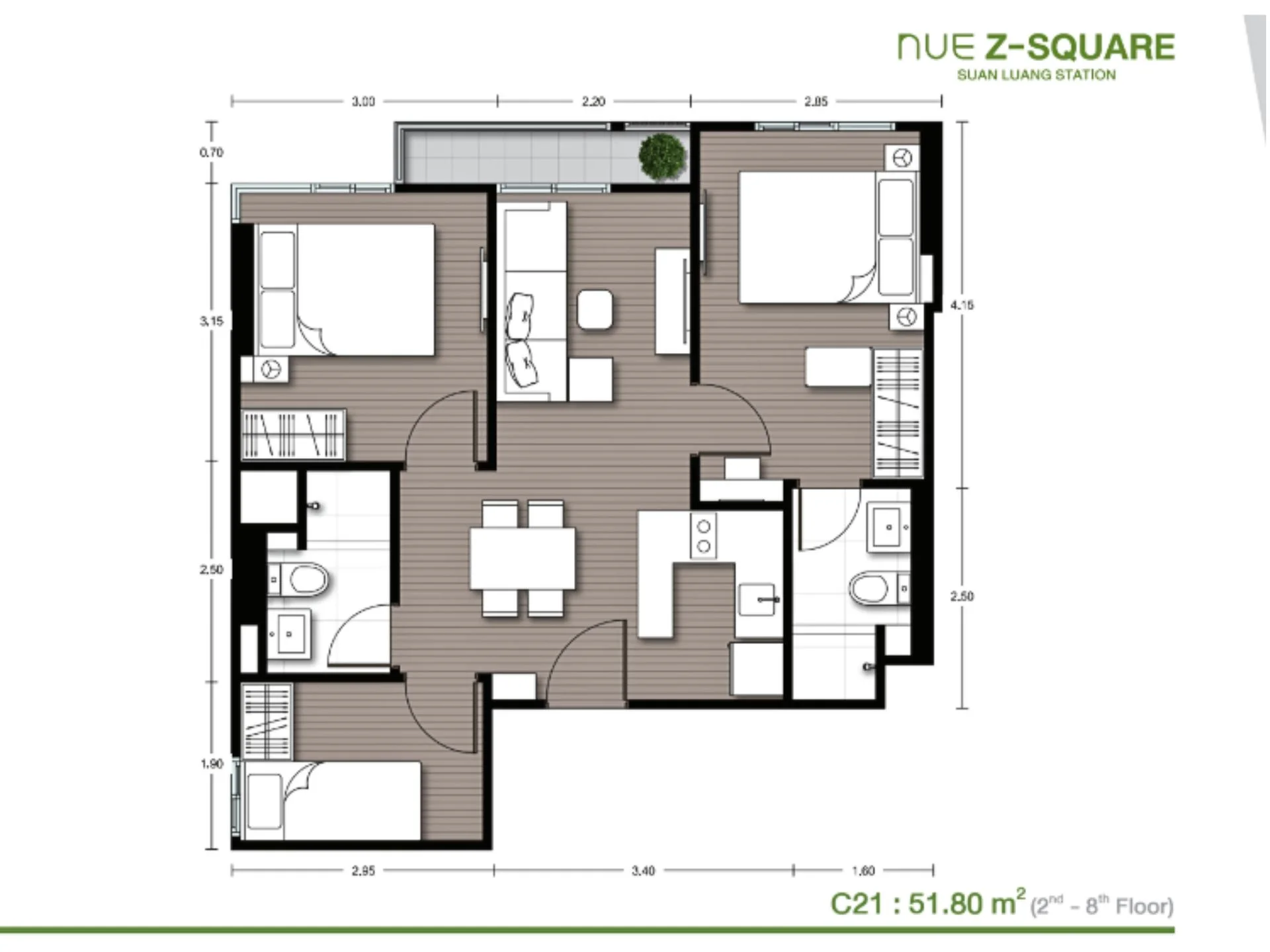 Unit plan 2 bedrooms  plus Nue Z Square