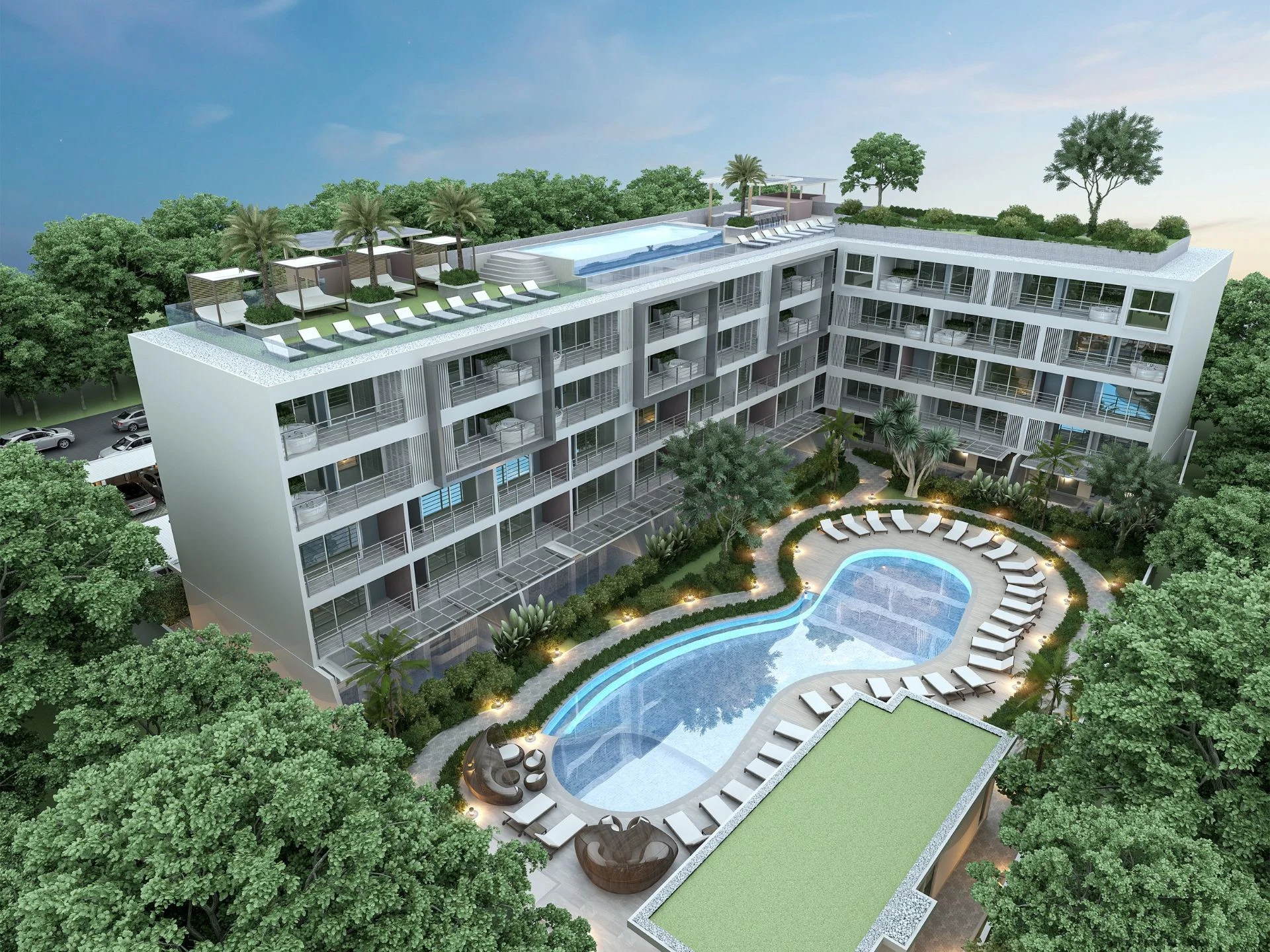 Complexe résidentiel moderne avec piscines et jardins aménagés, Thaïlande