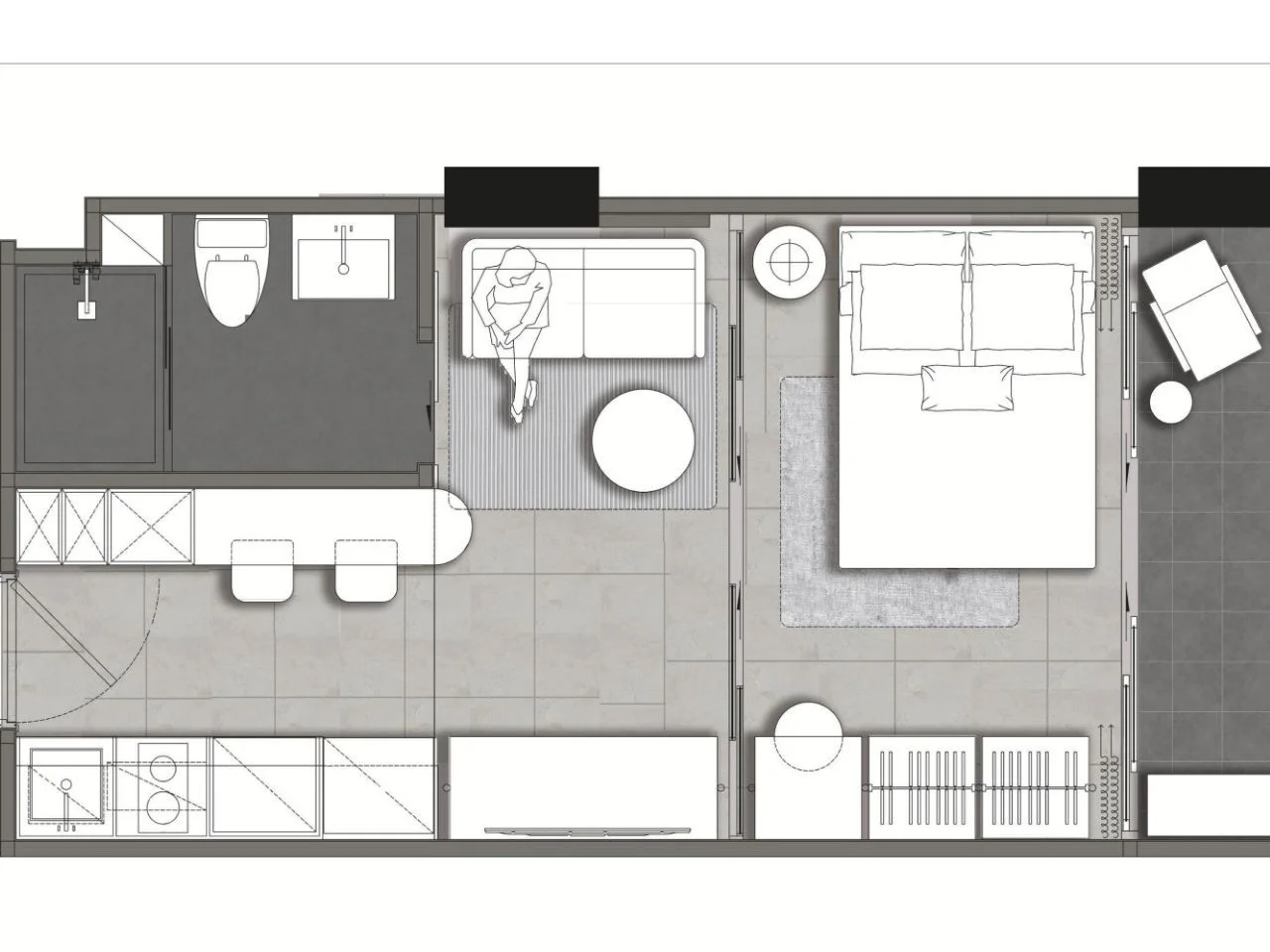 1 bed 28 sqm unit plan Wyndham Fantasea Chalong