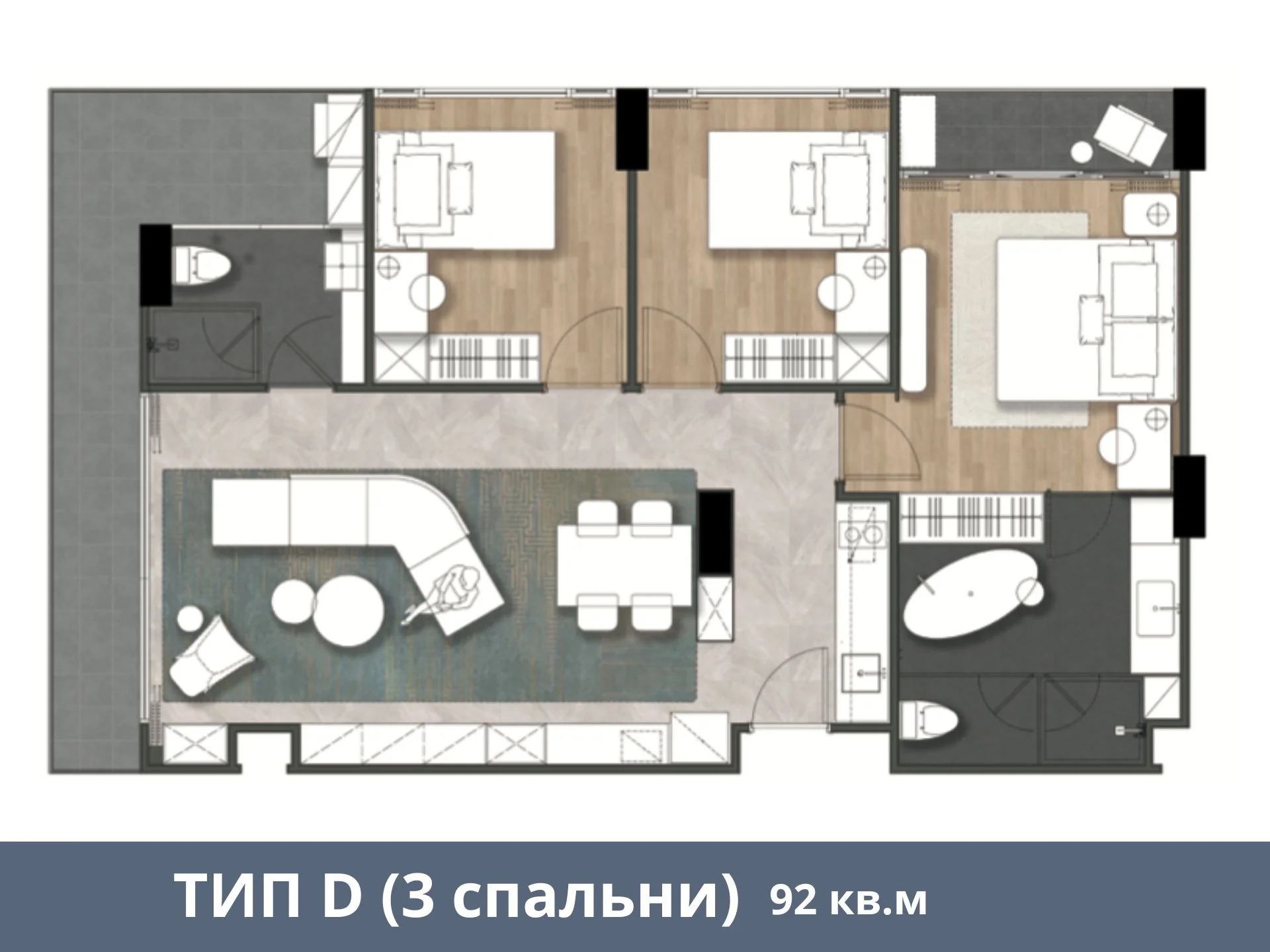 3 bed 92 sqm unit plan Wyndham Fantasea Chalong