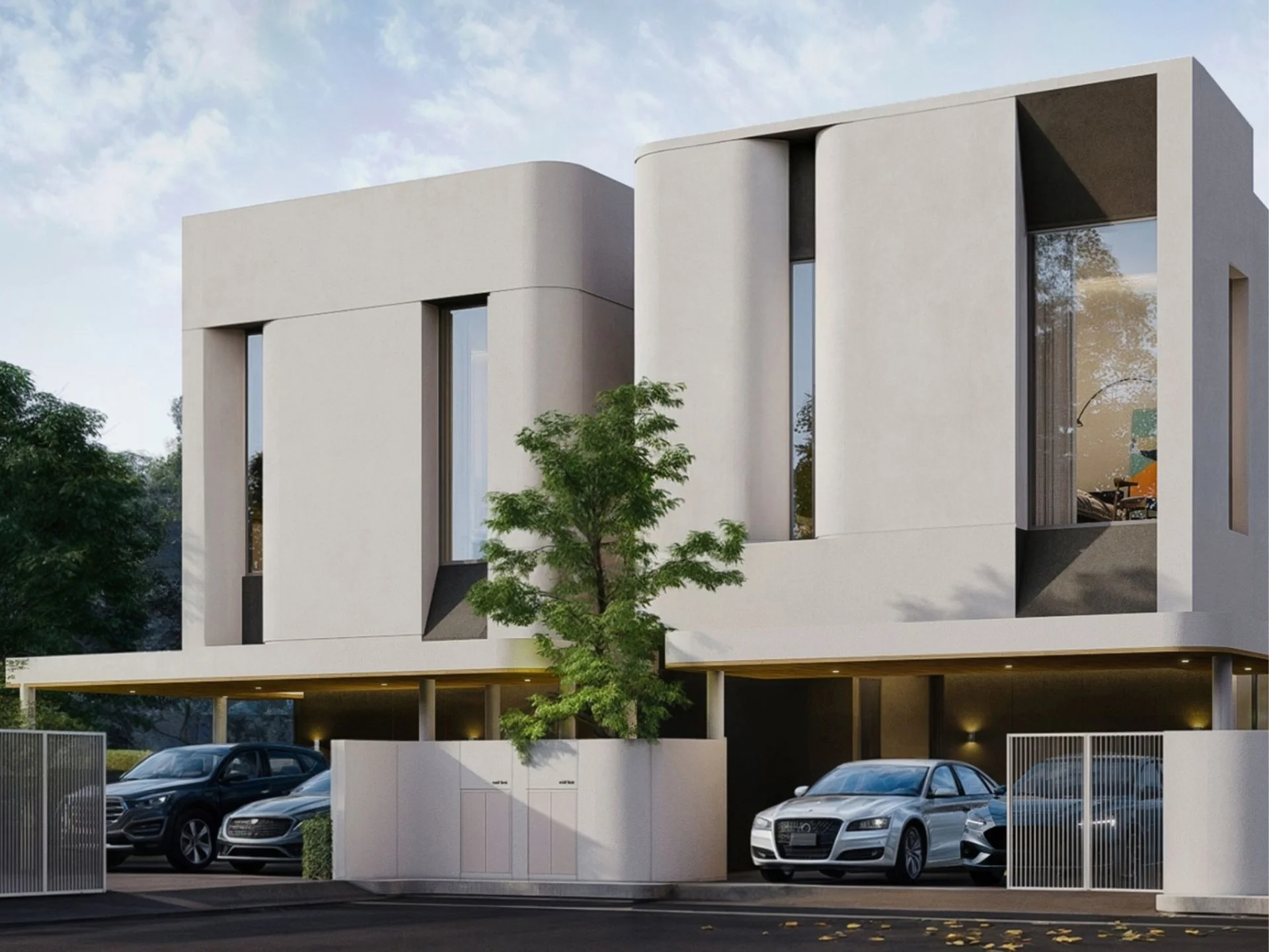 Arquitectura moderna de villa dúplex Midori Townhome con cochera, Phuket Tow