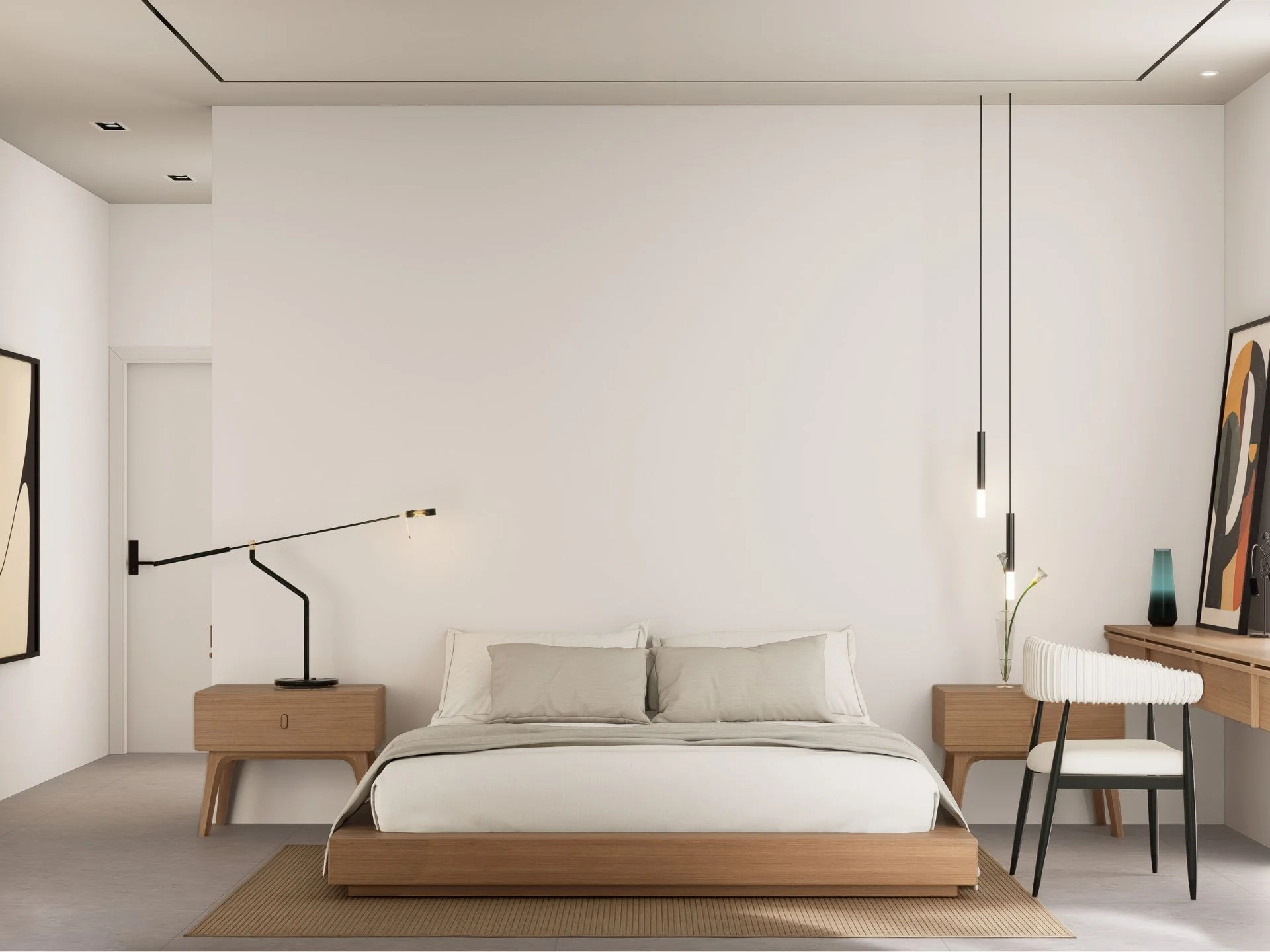 Интерьер главной спальни в 3-комнатном таунхаусе Midori Townhome, Пхукет