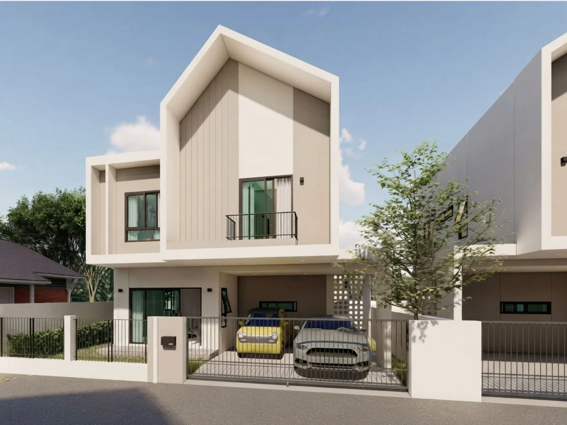 Современная архитектура виллы с навесом для машины в NAI HOME Srisunthon 2, Thalang