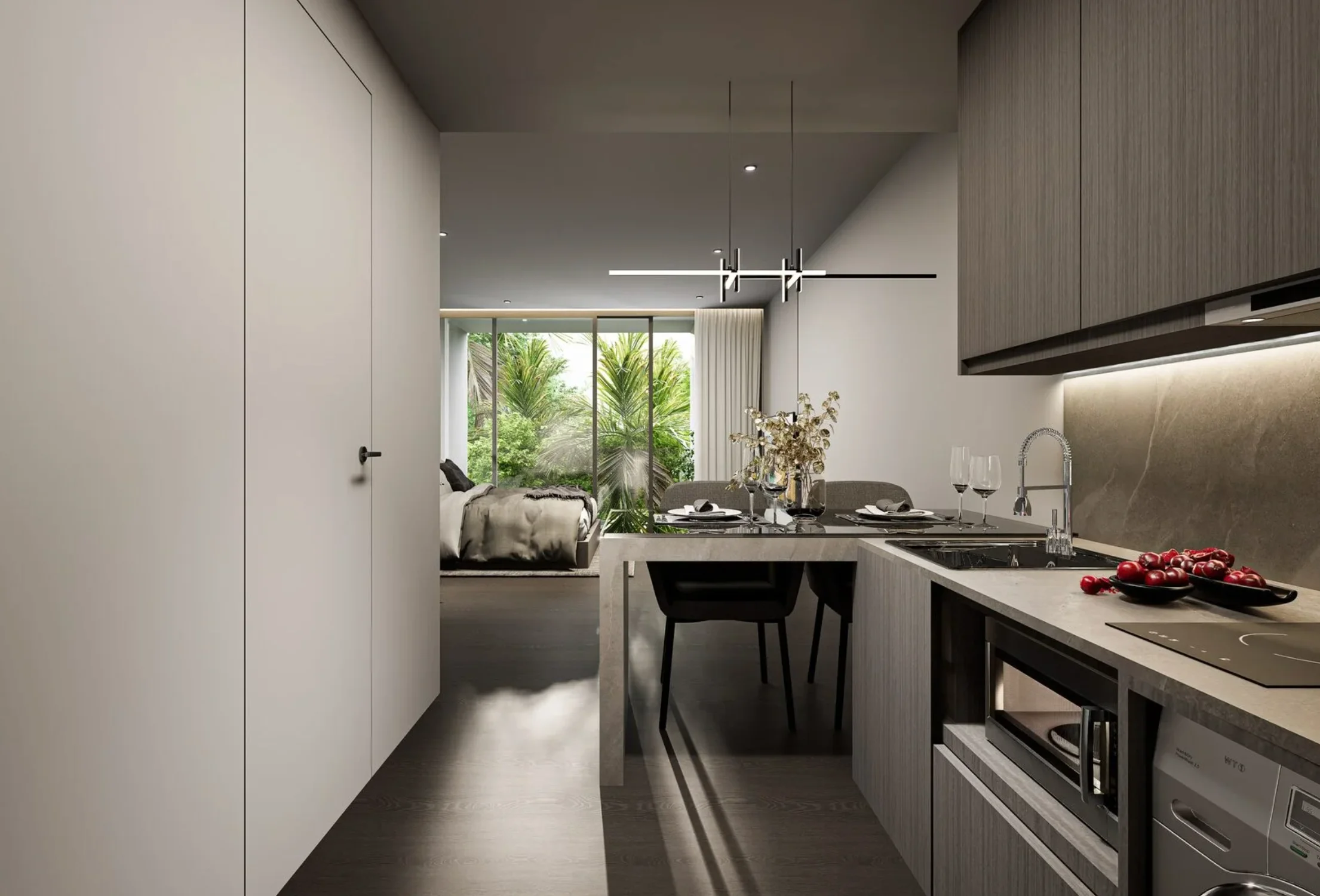 Интерьер кухни в 1-комнатной квартире Next Point Condominium, Таиланд