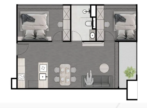2 bedroom 84 sqm unit plan Next Point Condominium