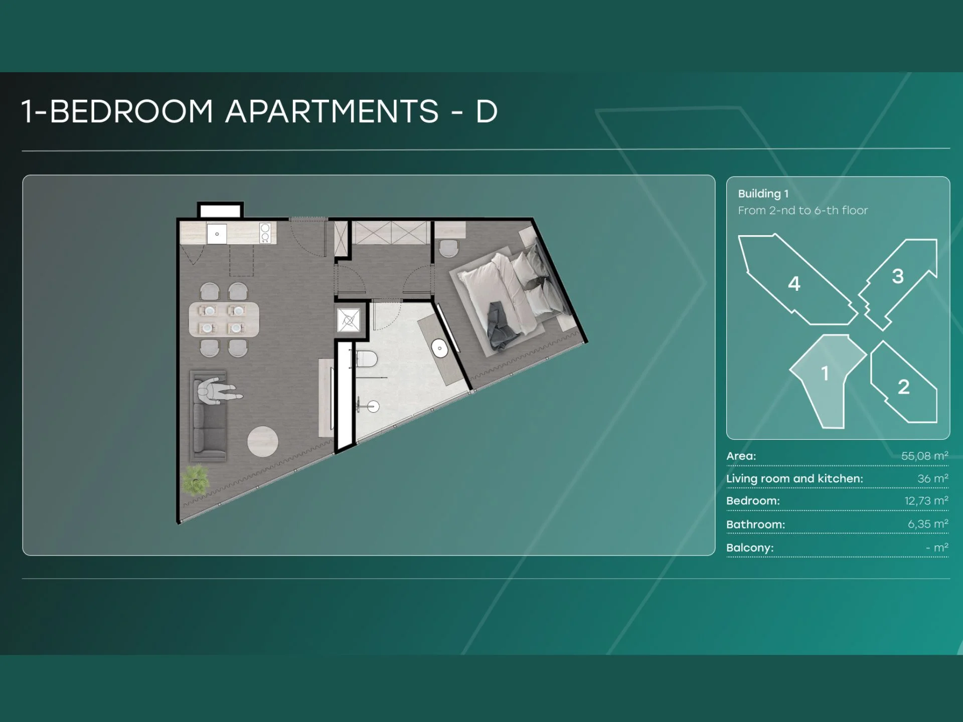 1 bedroom 55 sqm unit plan Next Point Condominium
