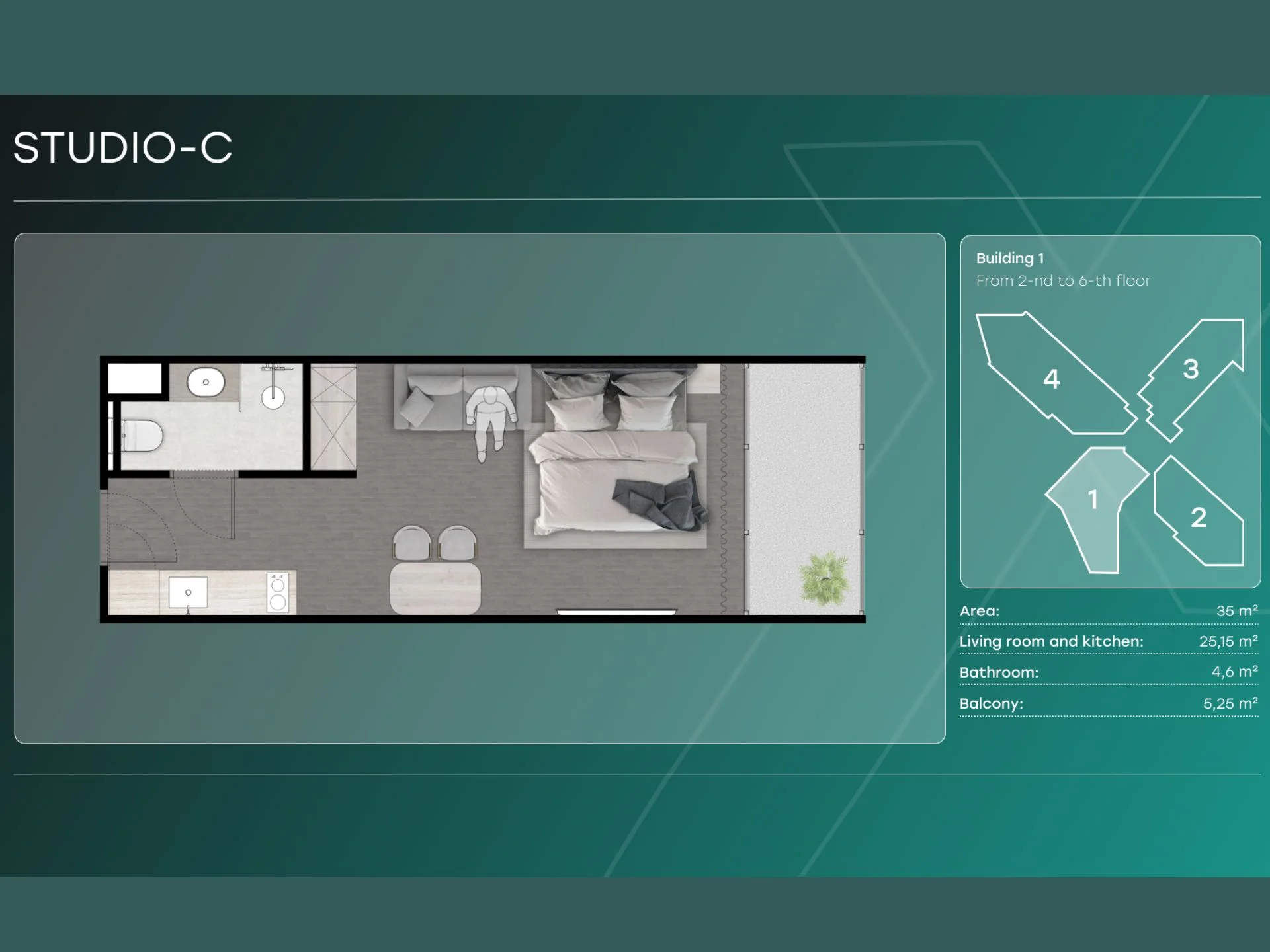 studio 35 sqm unit plan Next Point Condominium