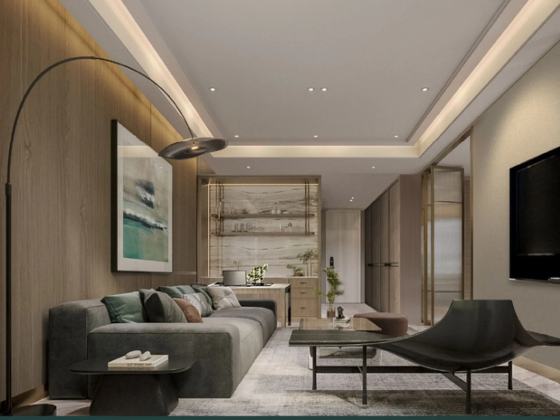 Интерьер гостиной в 1-комнатной квартире Abov Patong Residence, Таиланд
