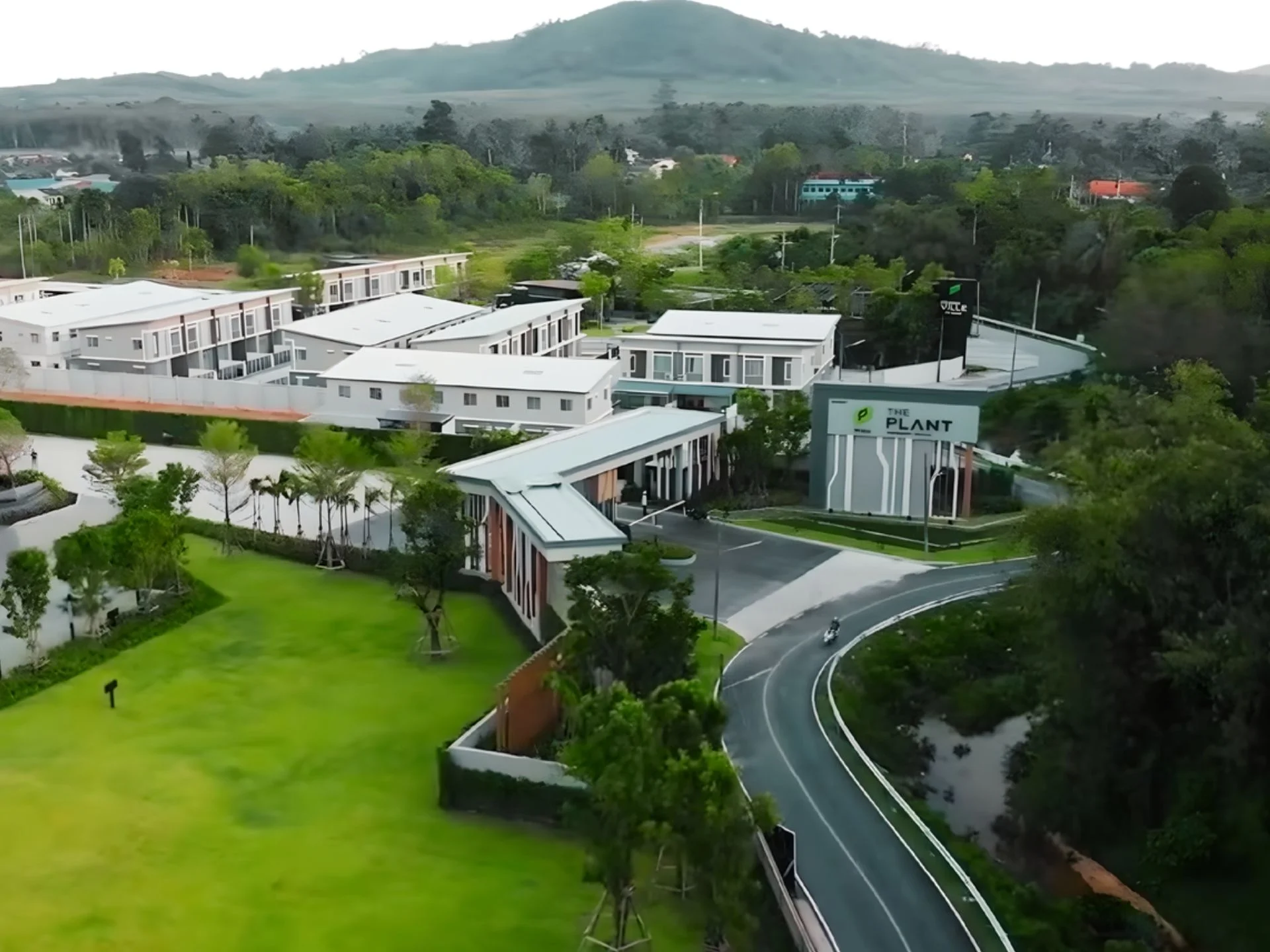 Architecture of The Plant Pruksa Thalang complex with mountain view, Thailand