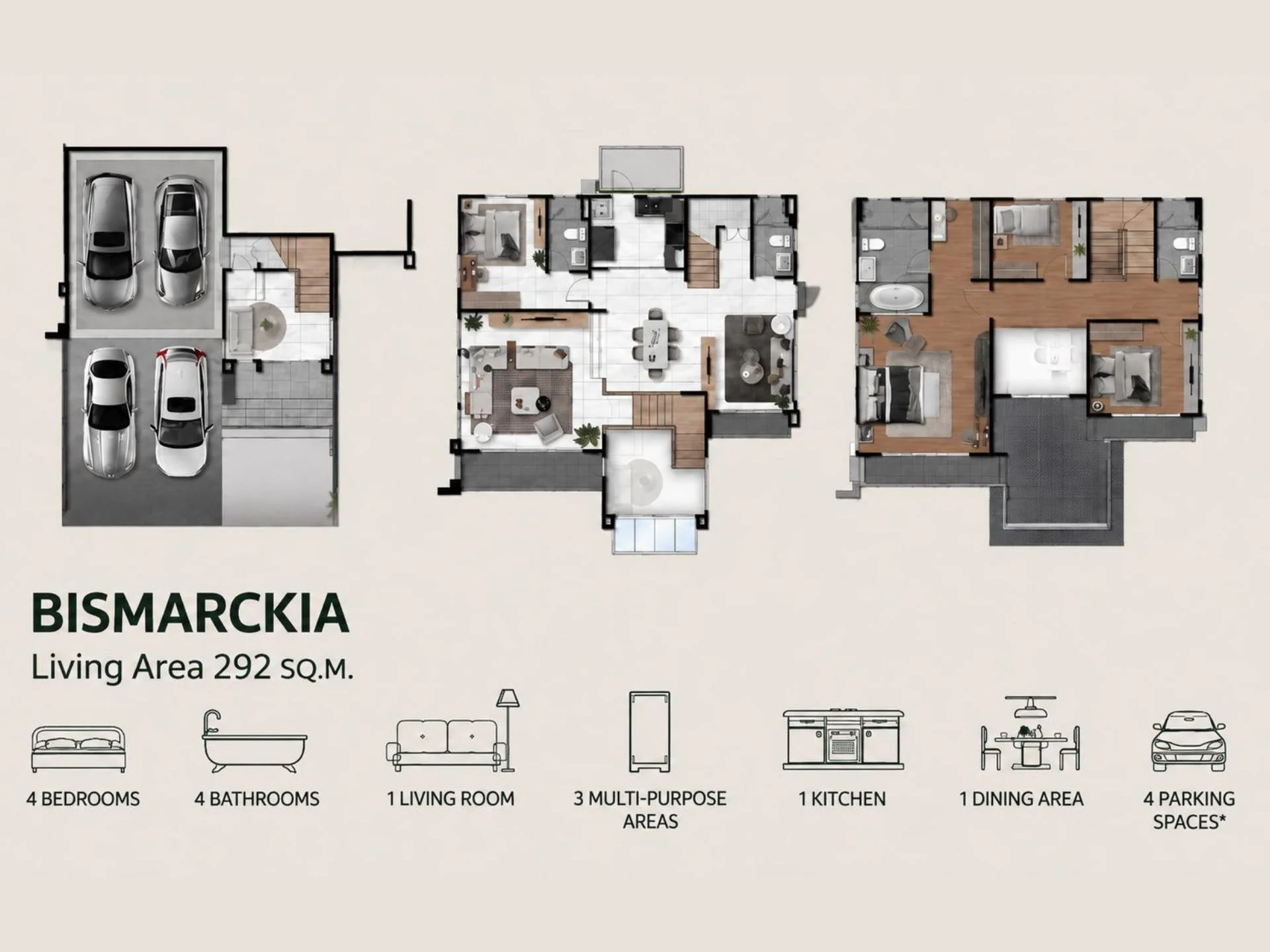 Unit Plan Villa 4 bedrooms 292sqm The Palm Kathu