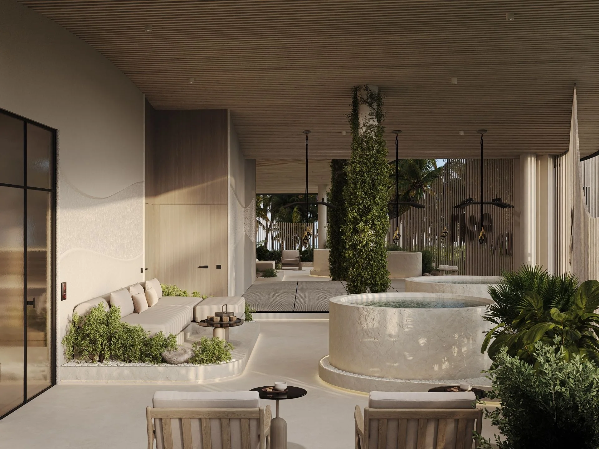 Spa and wellness area with soaking tubs at Rise Villas, Thailand