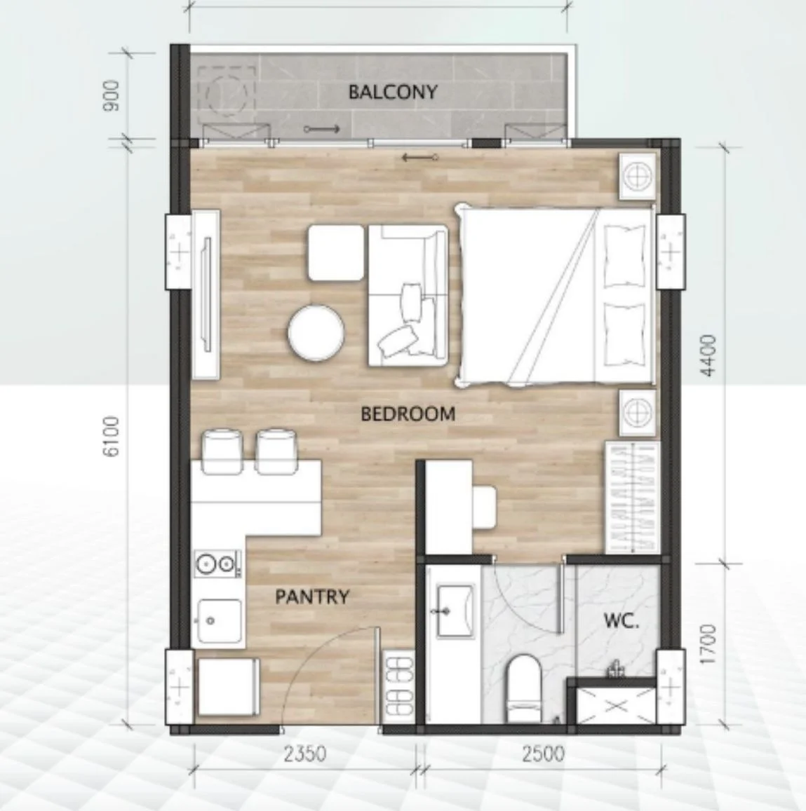 studio 35 sqm unit plan