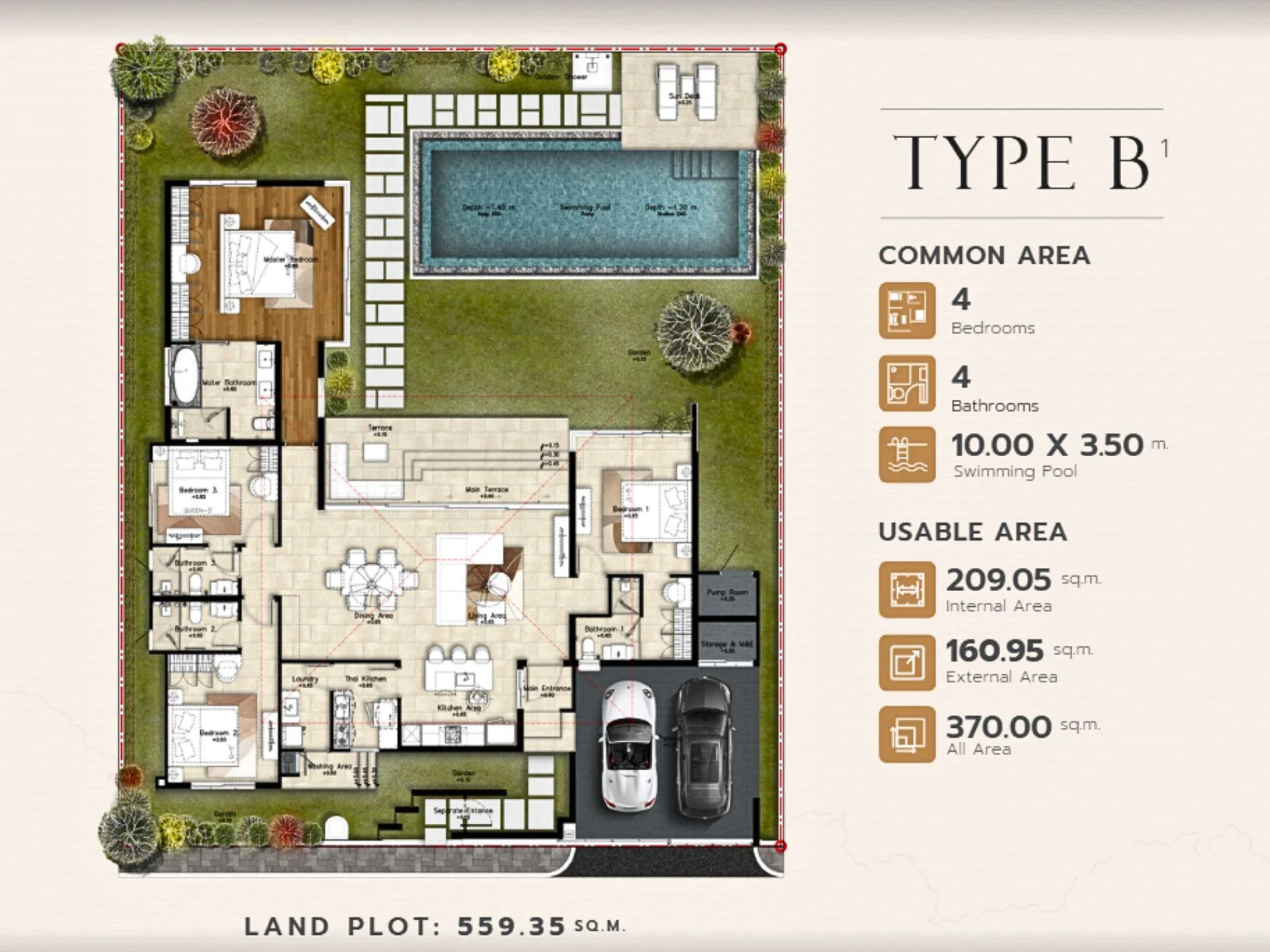 Unit Plan Villa 4 bedrooms 375 sqm Botanica Majesta